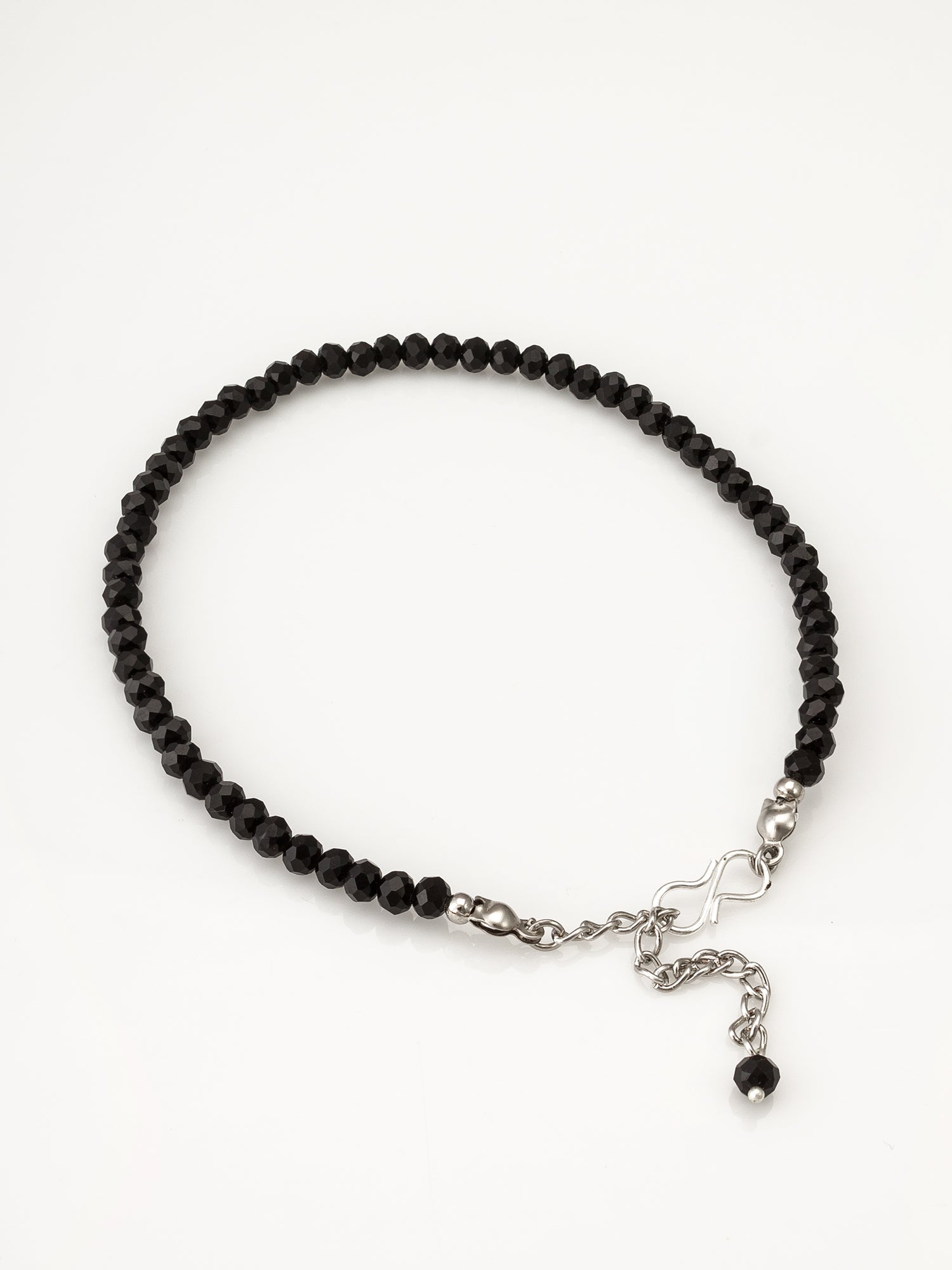 Aadita Minimalist Faceted Black Bead Single Anklet