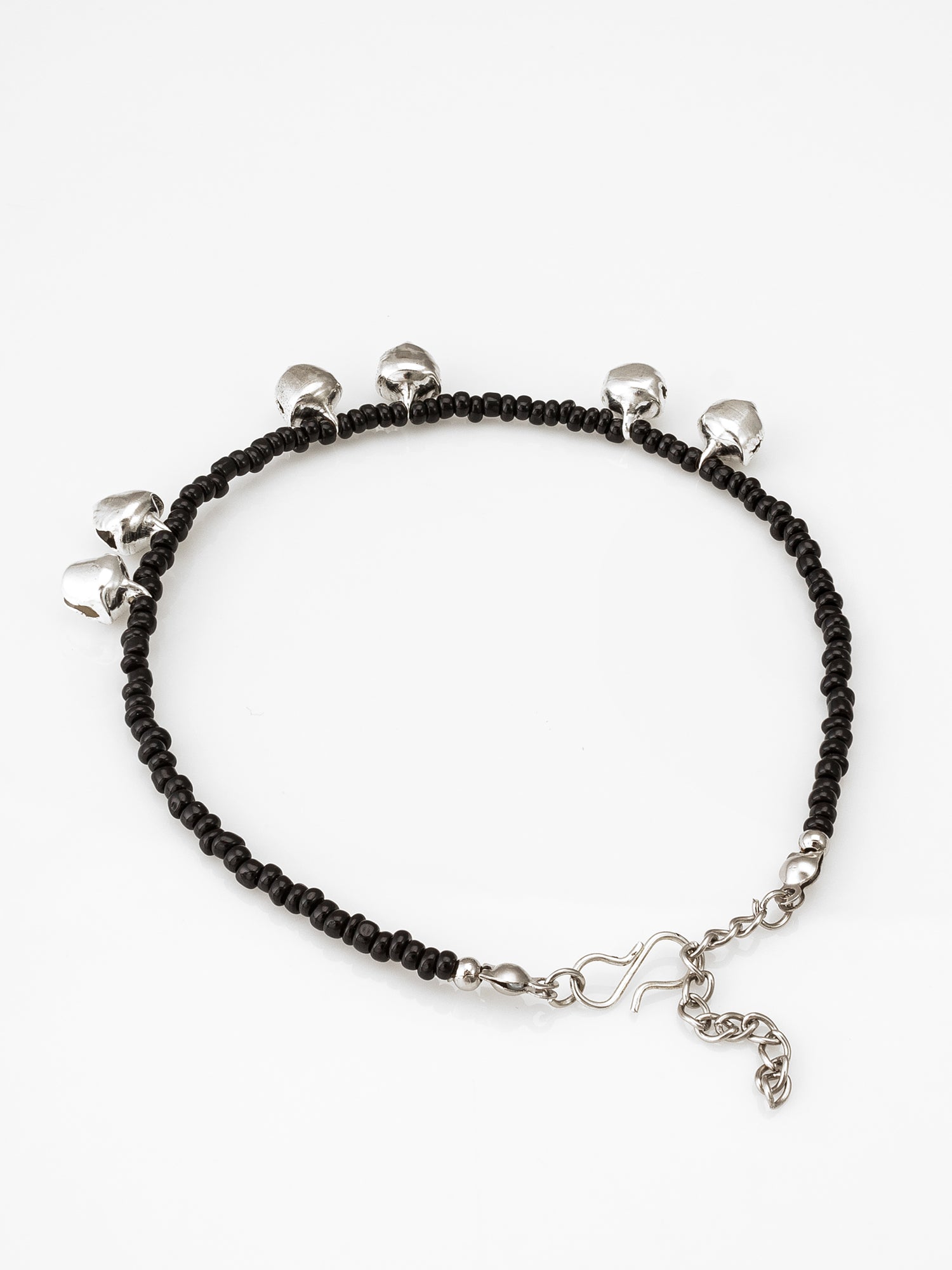Aadita Ghungroo Embellished Black Seed Bead Anklet Pair