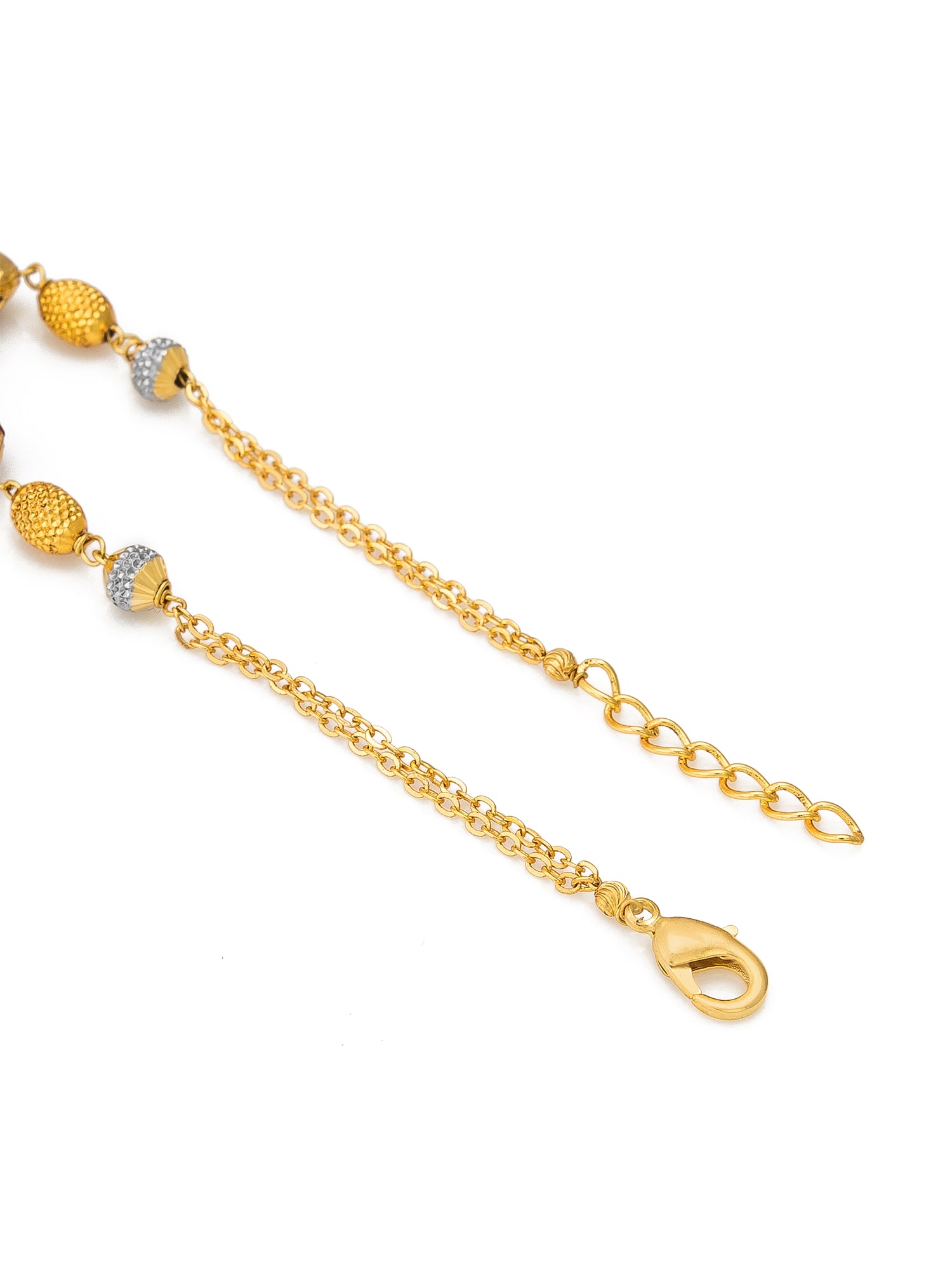 Aadita Gold Plated Rudraksha and Textured Bead Double Chain Bracelet