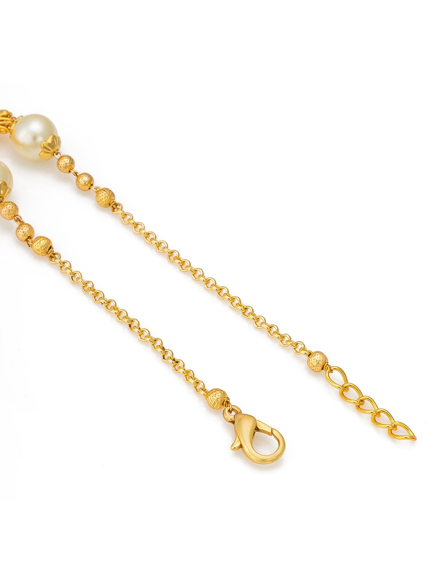 Aadita Gold Plated Pearl Chain Bracelet with Colorful Tassel