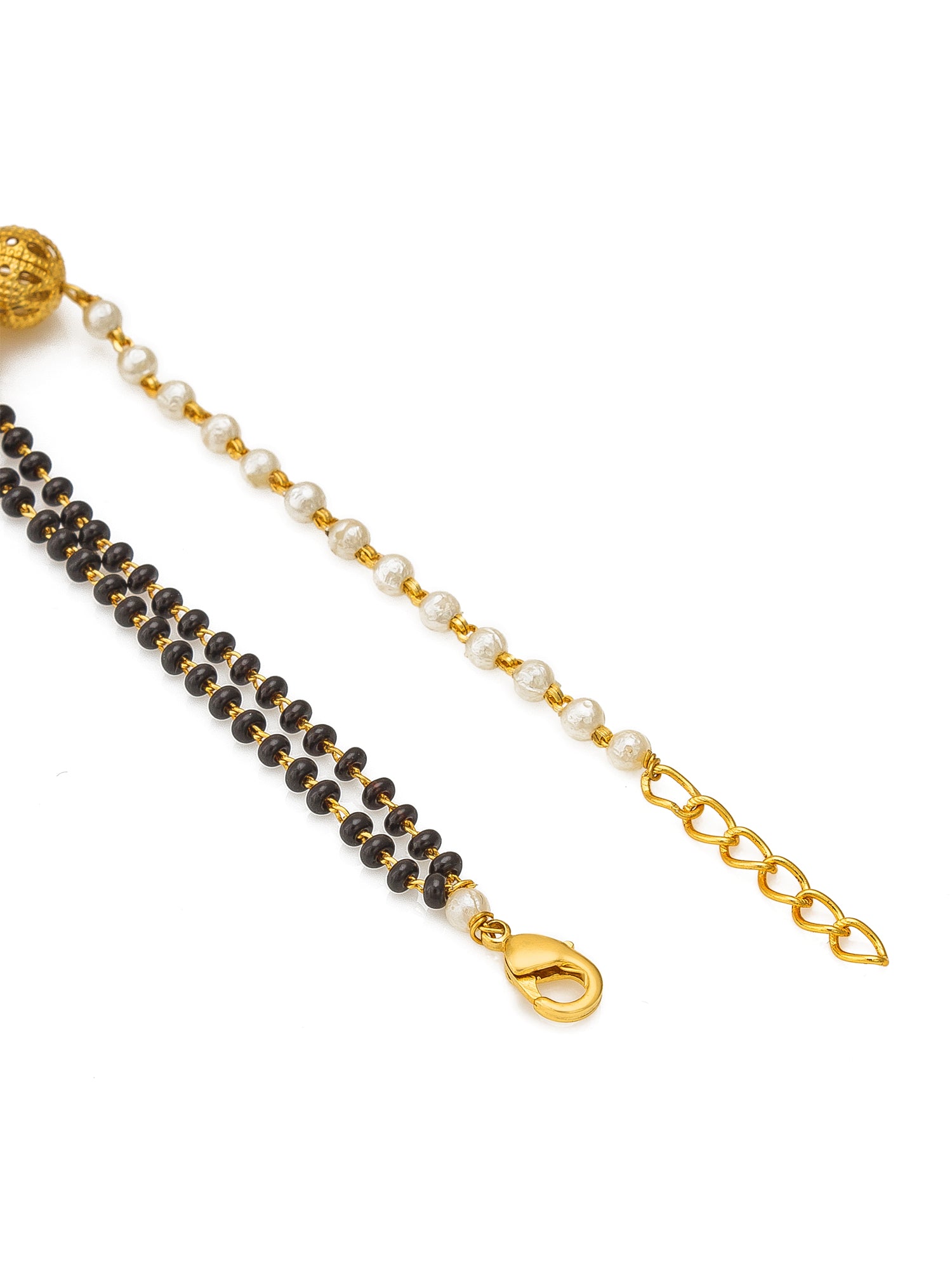 Aadita Half Pearl Half Black Bead Mangalsutra Bracelet