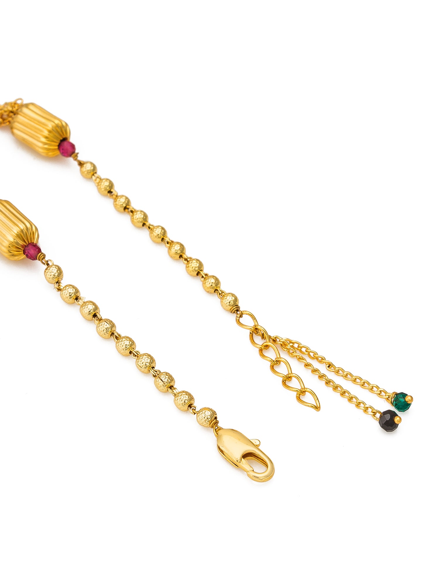 Aadita Gold Plated Textured Bead Chain Bracelet