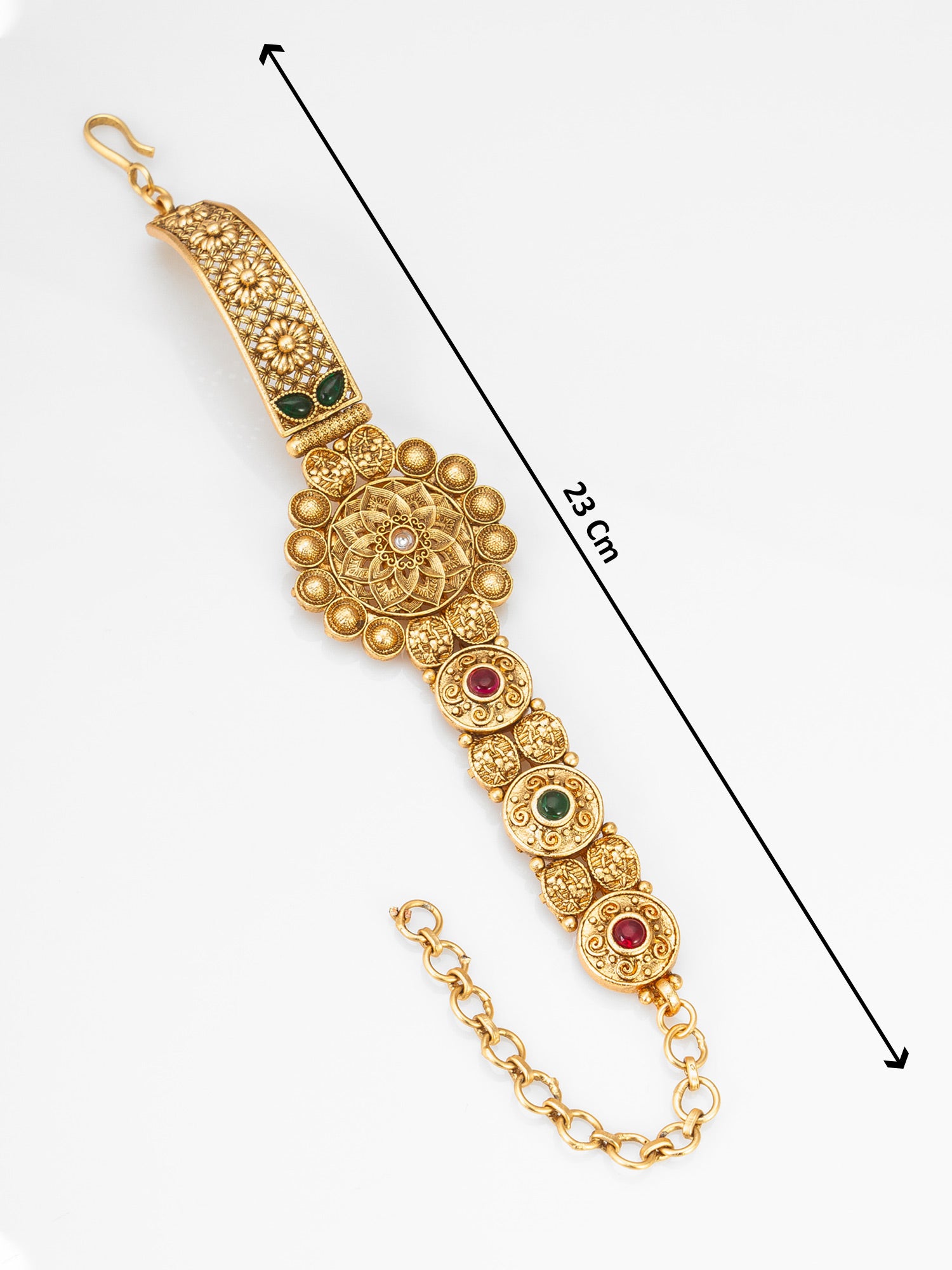 Aadita Traditional Antique Gold-Toned Floral Centerpiece Bracelet