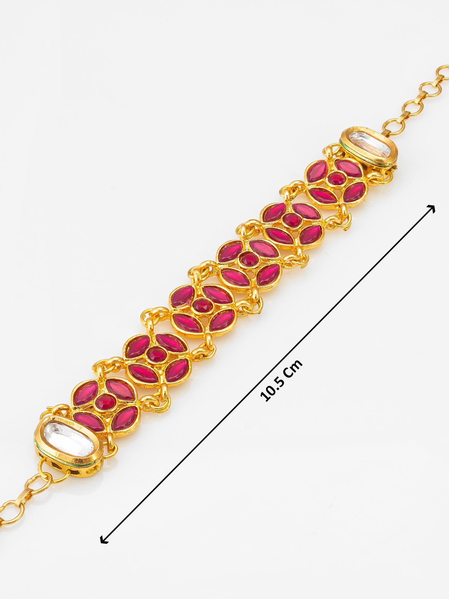 Aadita Ruby Red Floral Kundan Link Bracelet