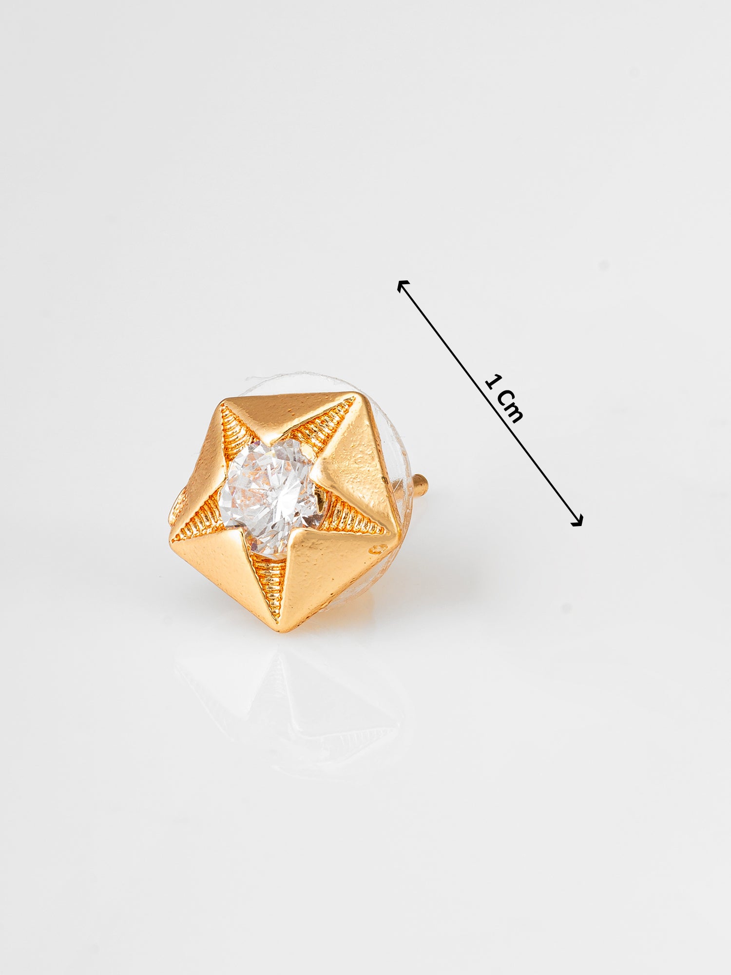 Aadita Gold Plated Star Shaped AD Stud Earrings