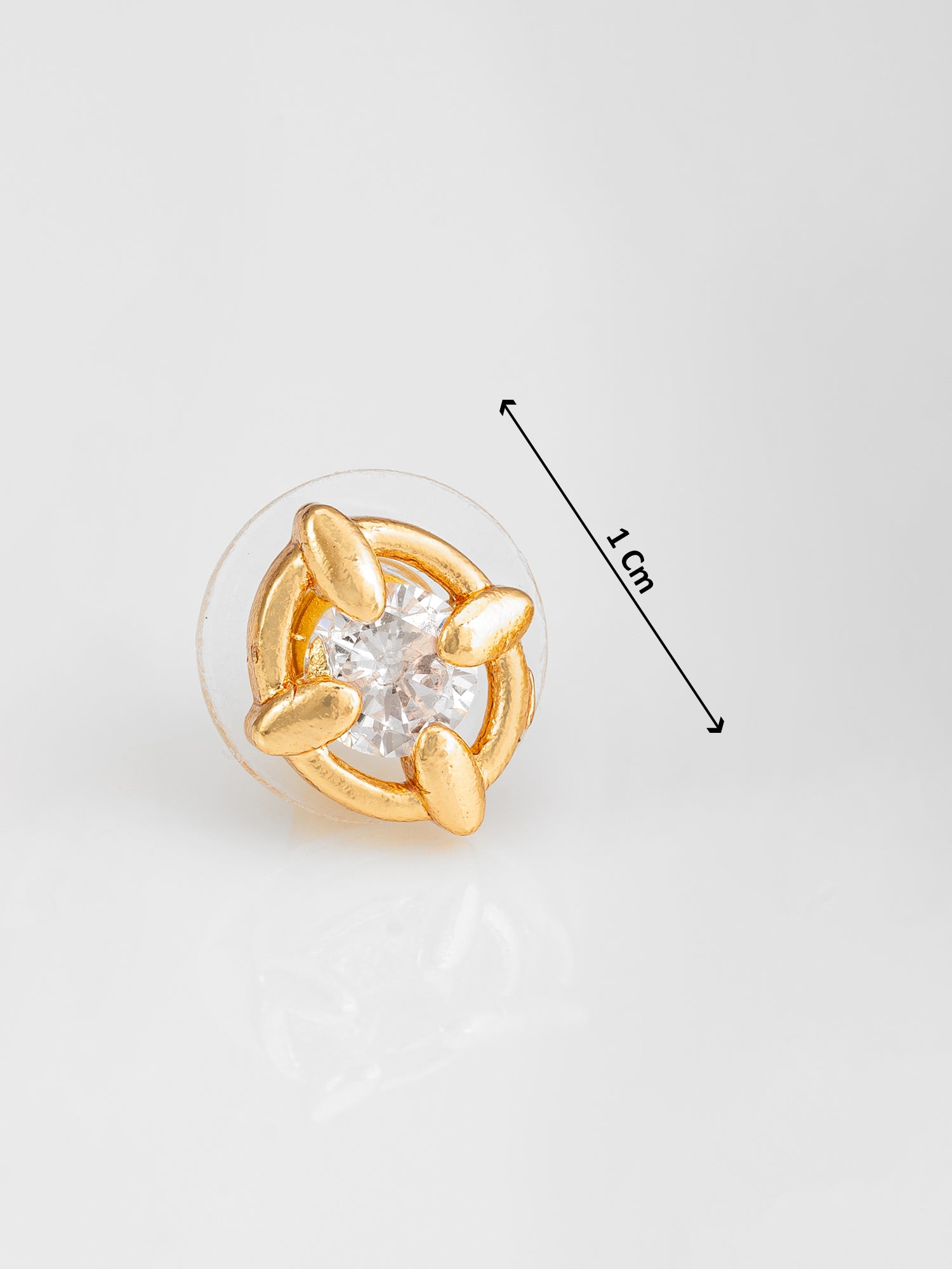 Aadita Gold Plated Circular AD Studded Minimalist Earrings