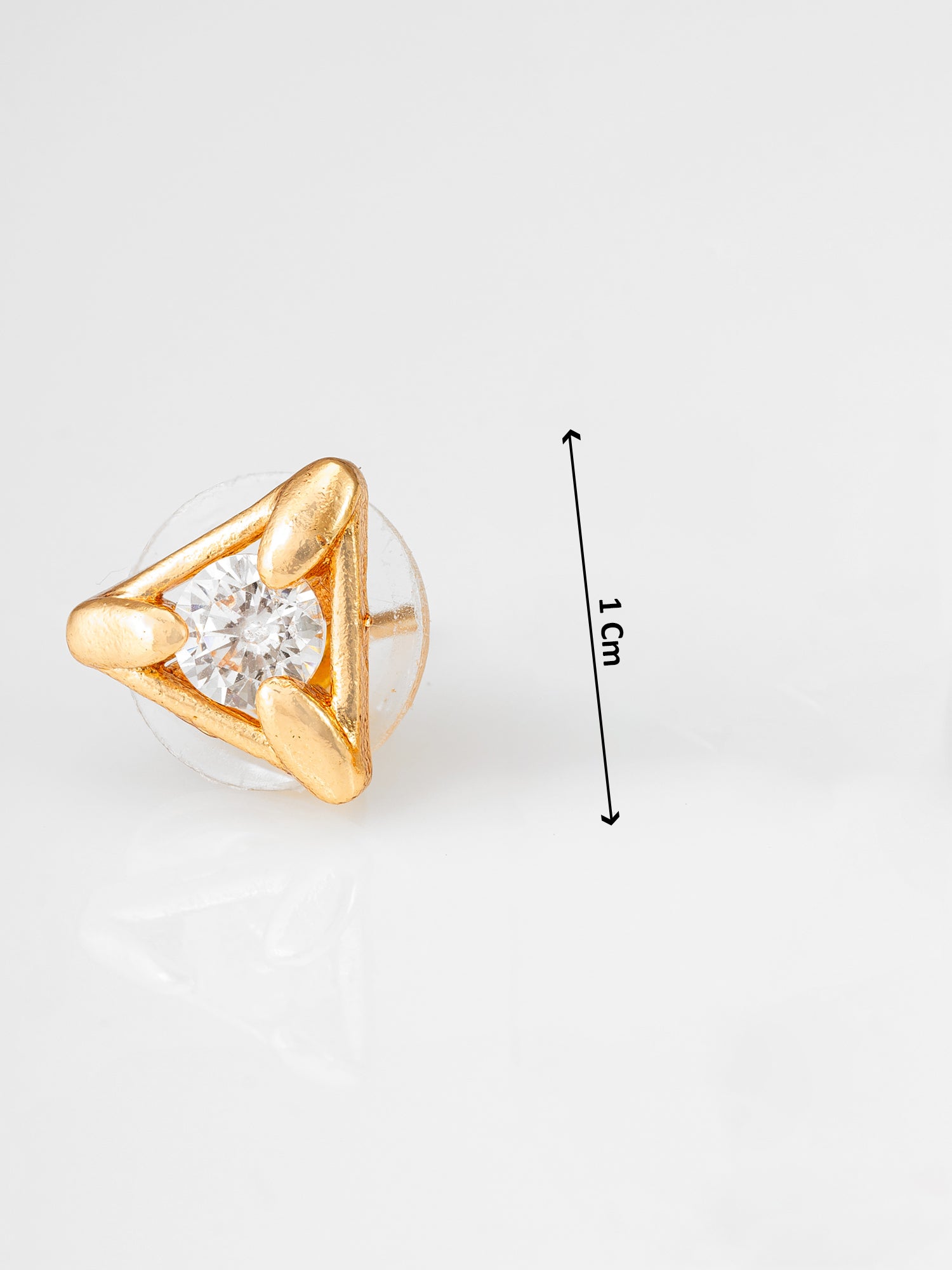 Aadita Gold Plated Triangle American Diamond Stud Earrings