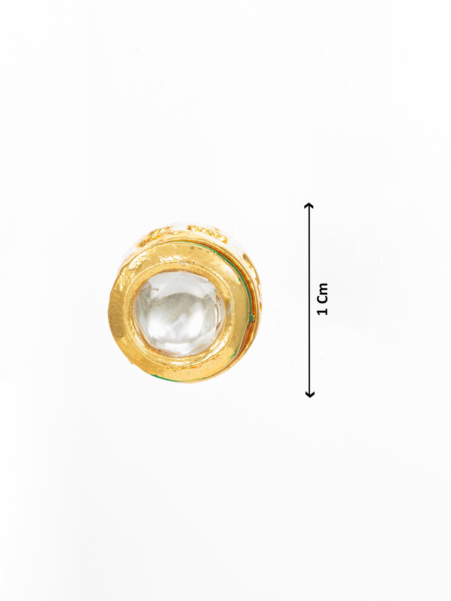 Aadita Gold Plated White Round Stud Earrings with Kundan Stones