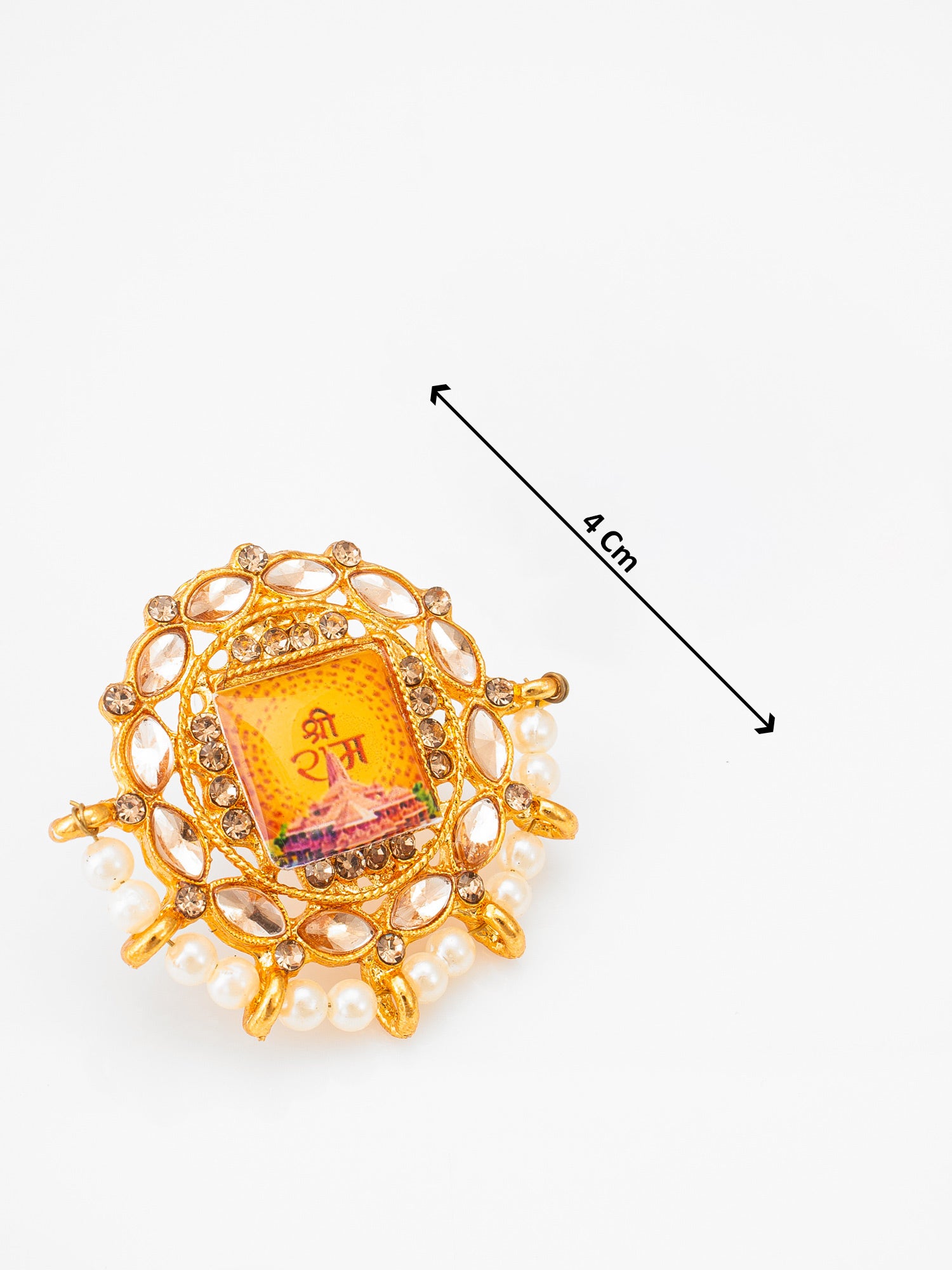 Aadita Gold Plated Shree Ram Kundan Stud Earrings with Pearls