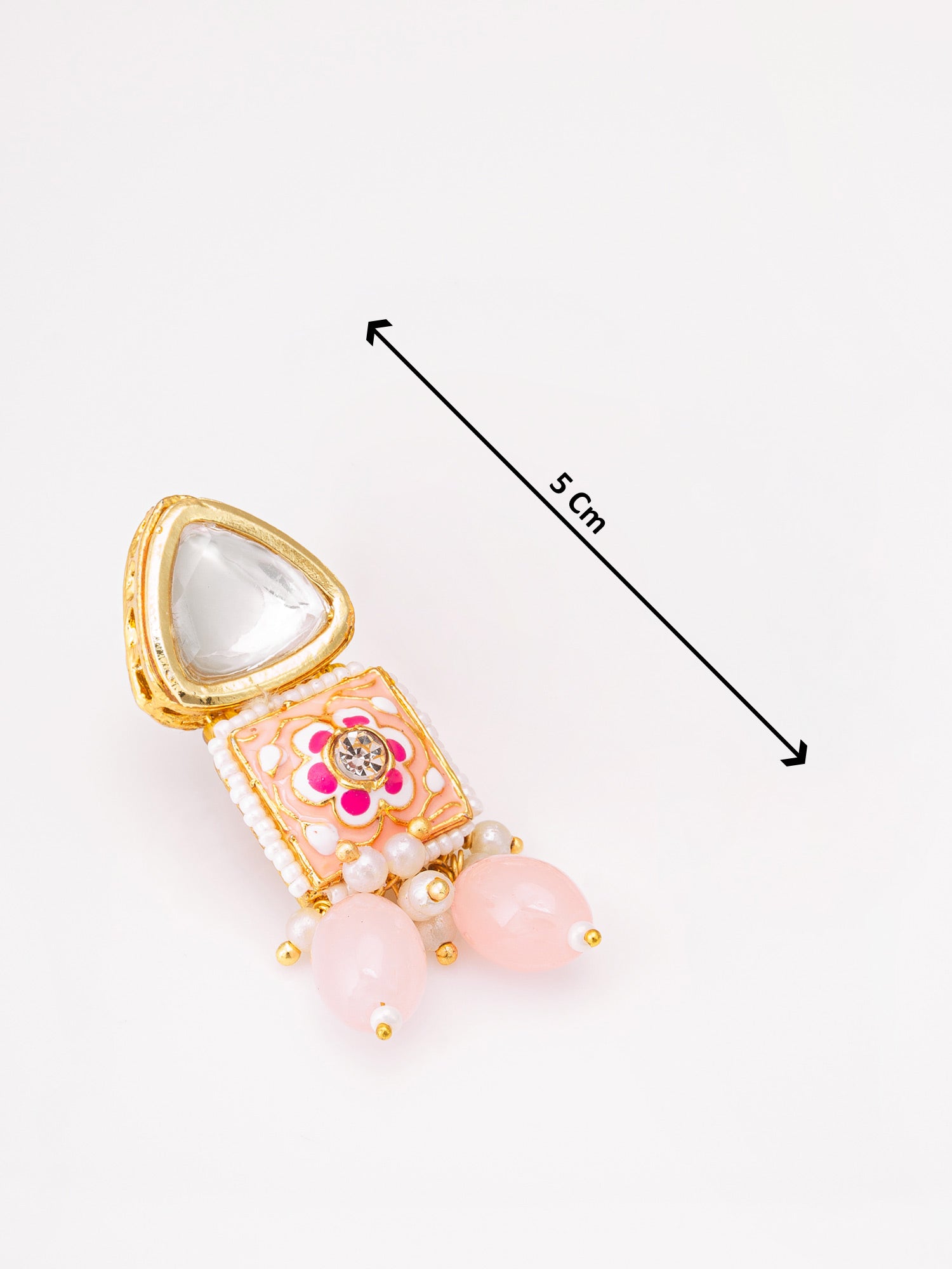 Aadita Gold Plated Pink Meenakari Kundan Drop Earrings