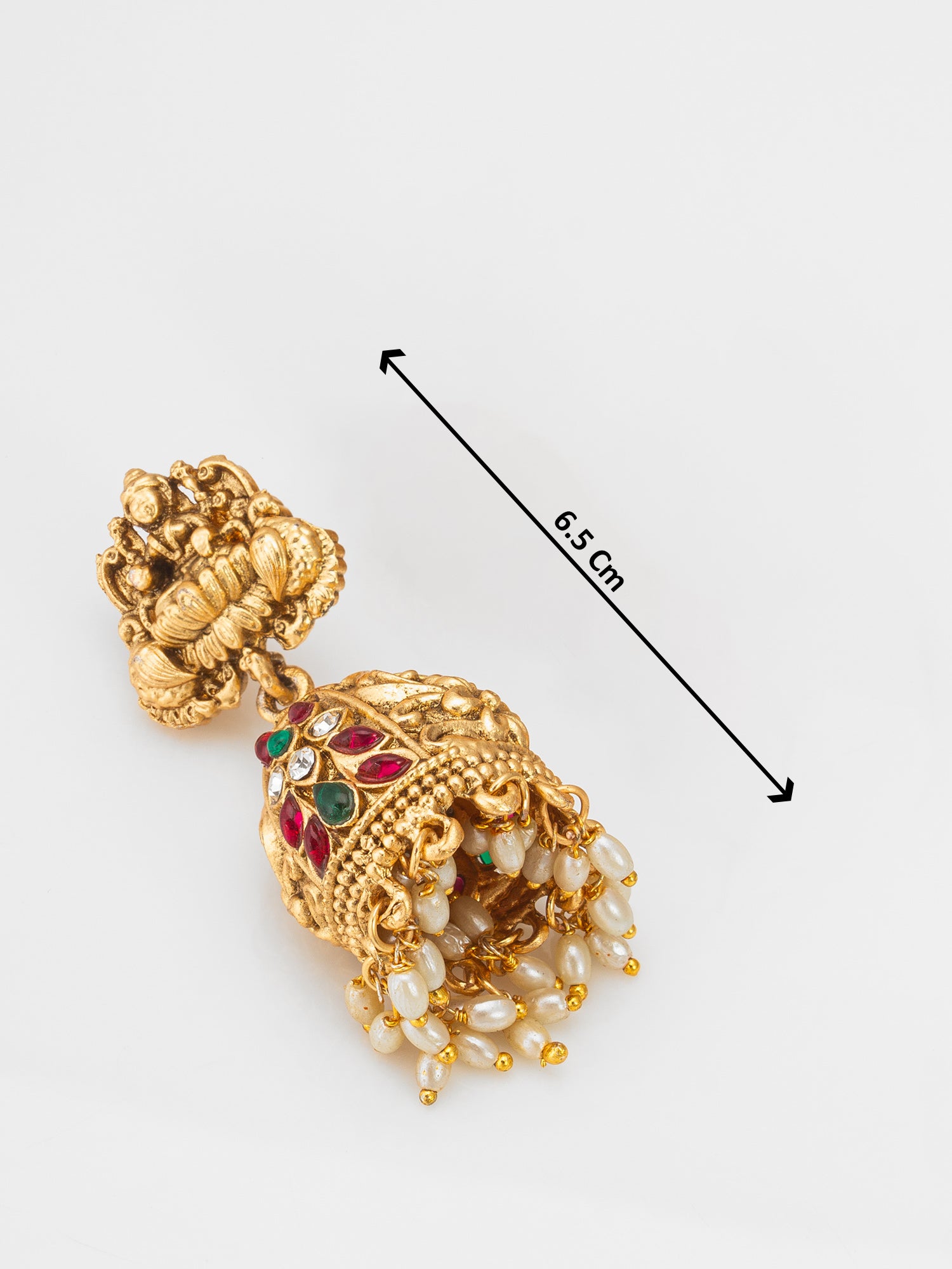 Aadita Grand Traditional Deity Jhumka Earrings with Pearls