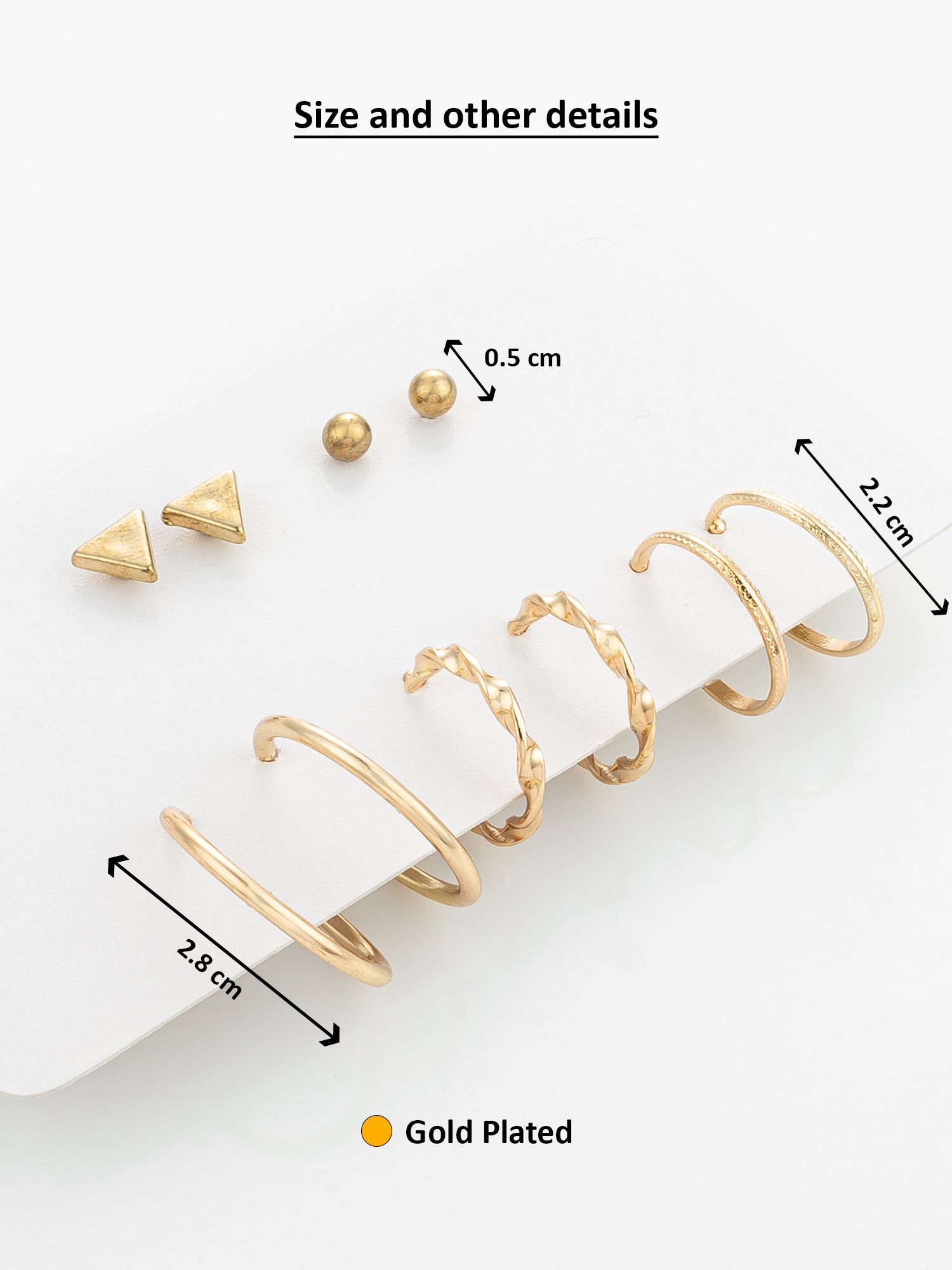 Aadita Gold Plated Geometric Stud and Hoop Earring Set