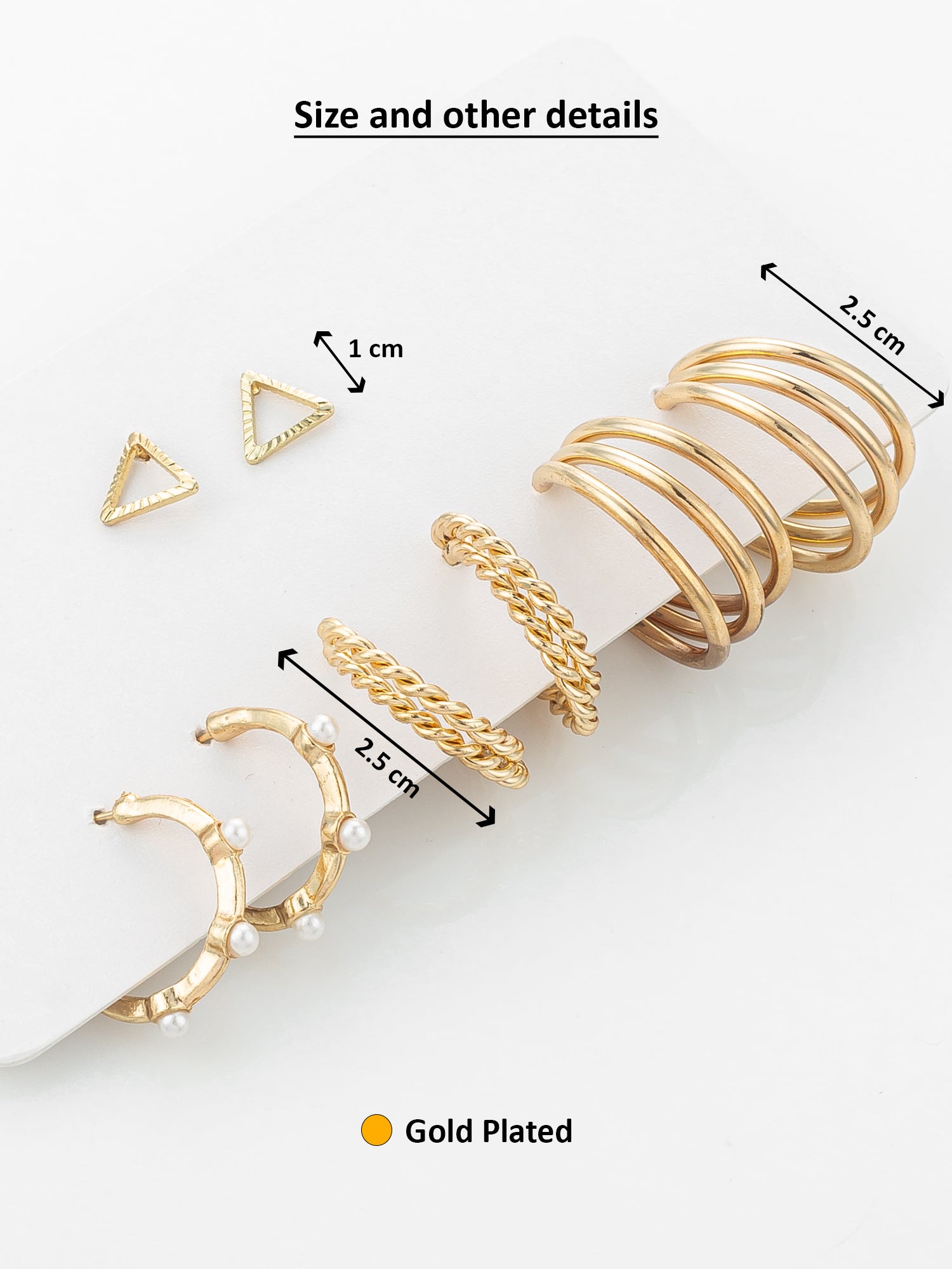 Aadita Gold Plated Statement Hoop and Triangle Stud Set