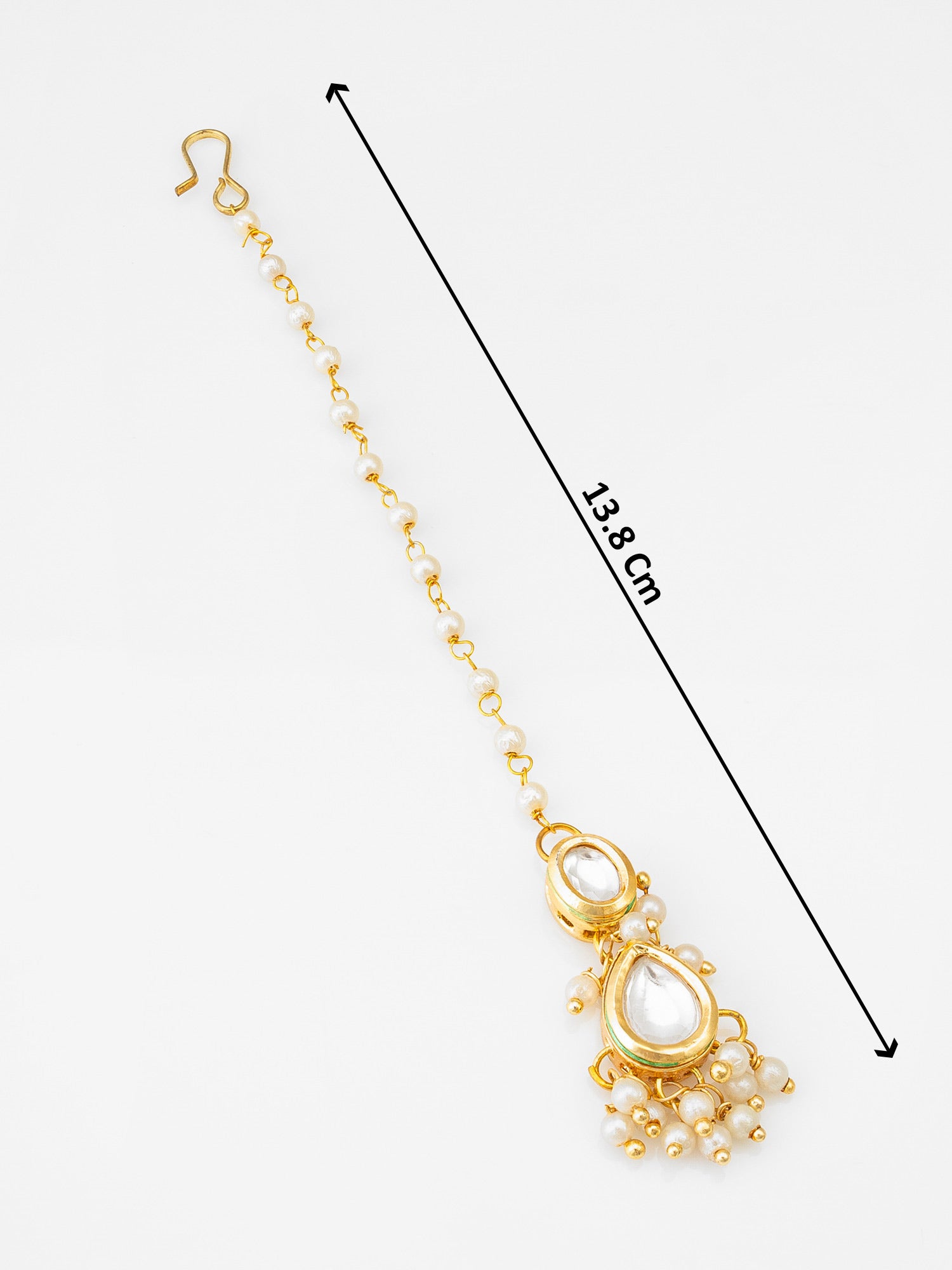 Aadita Gold Plated Kundan Pearl Maang Tikka for Women and Girls