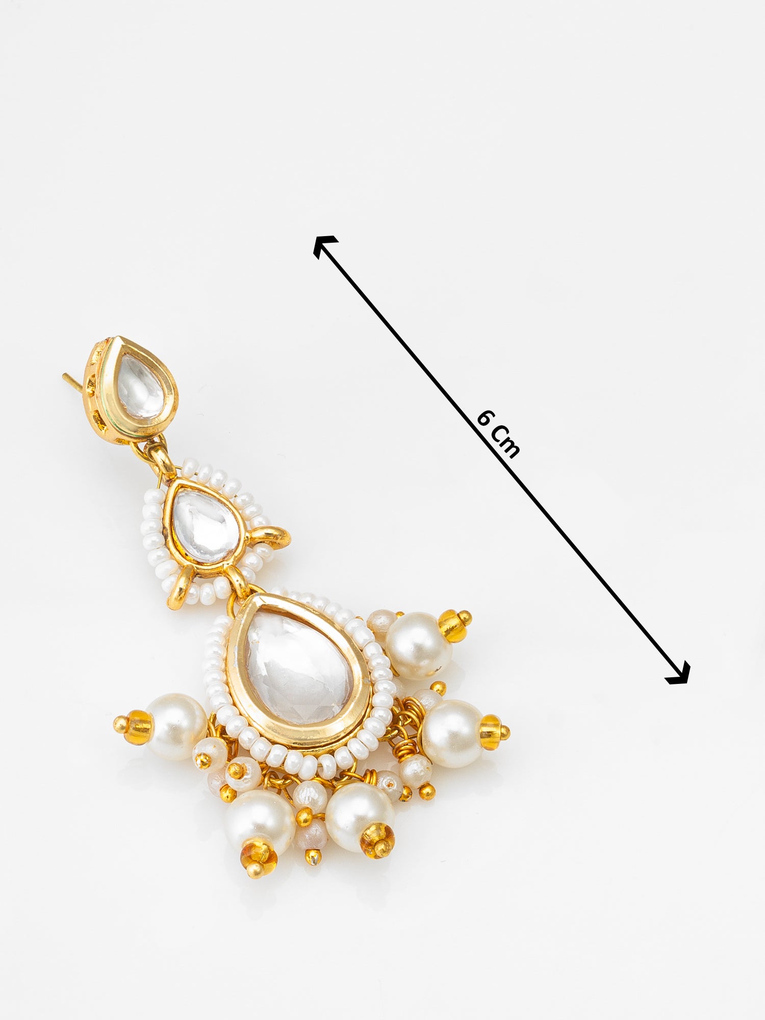 Aadita Kundan Pearl Maang Tikka with Earrings Set for Women