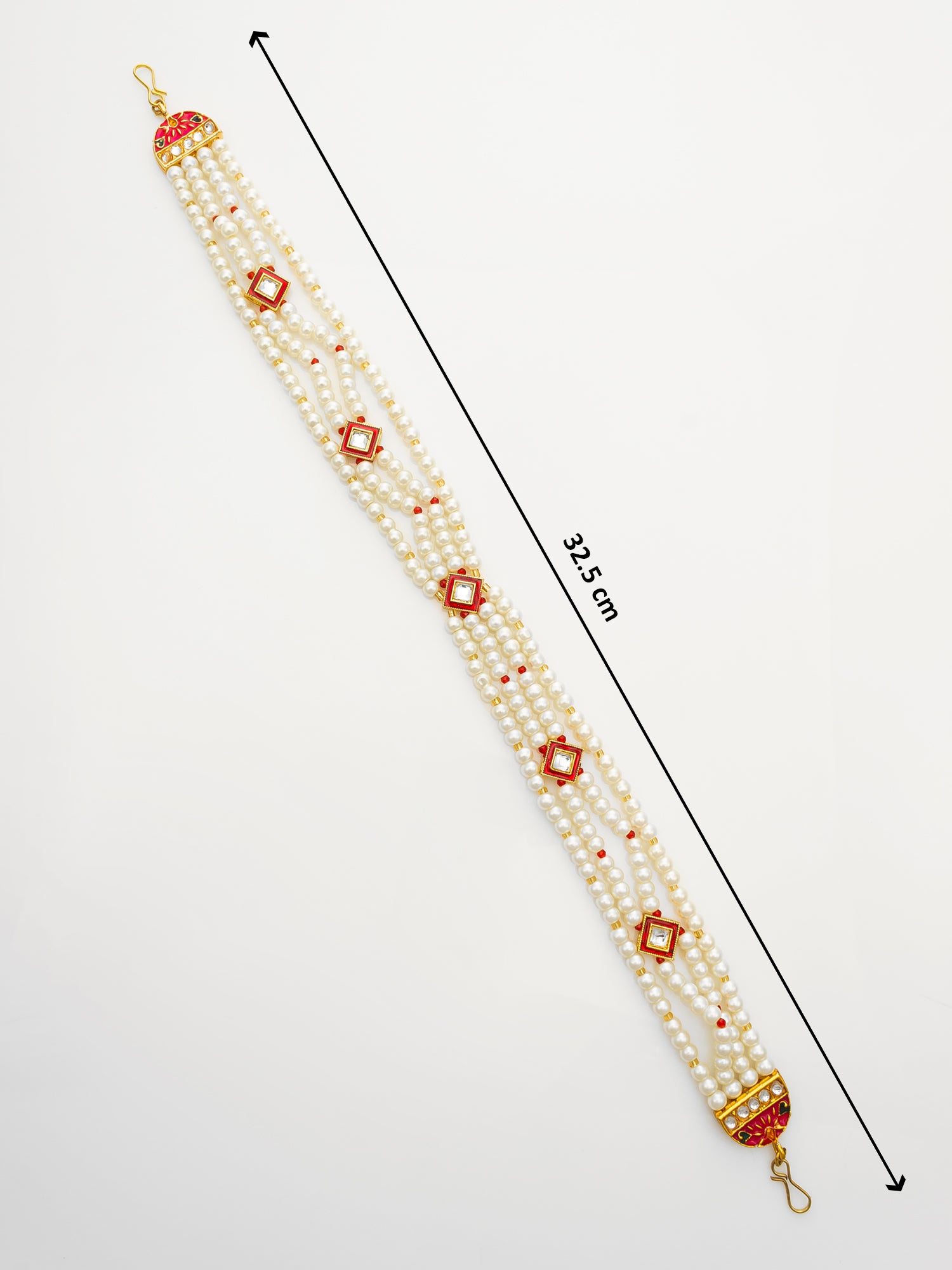 Aadita Traditional Gold Plated Pearl Kundan Matha Patti for Women