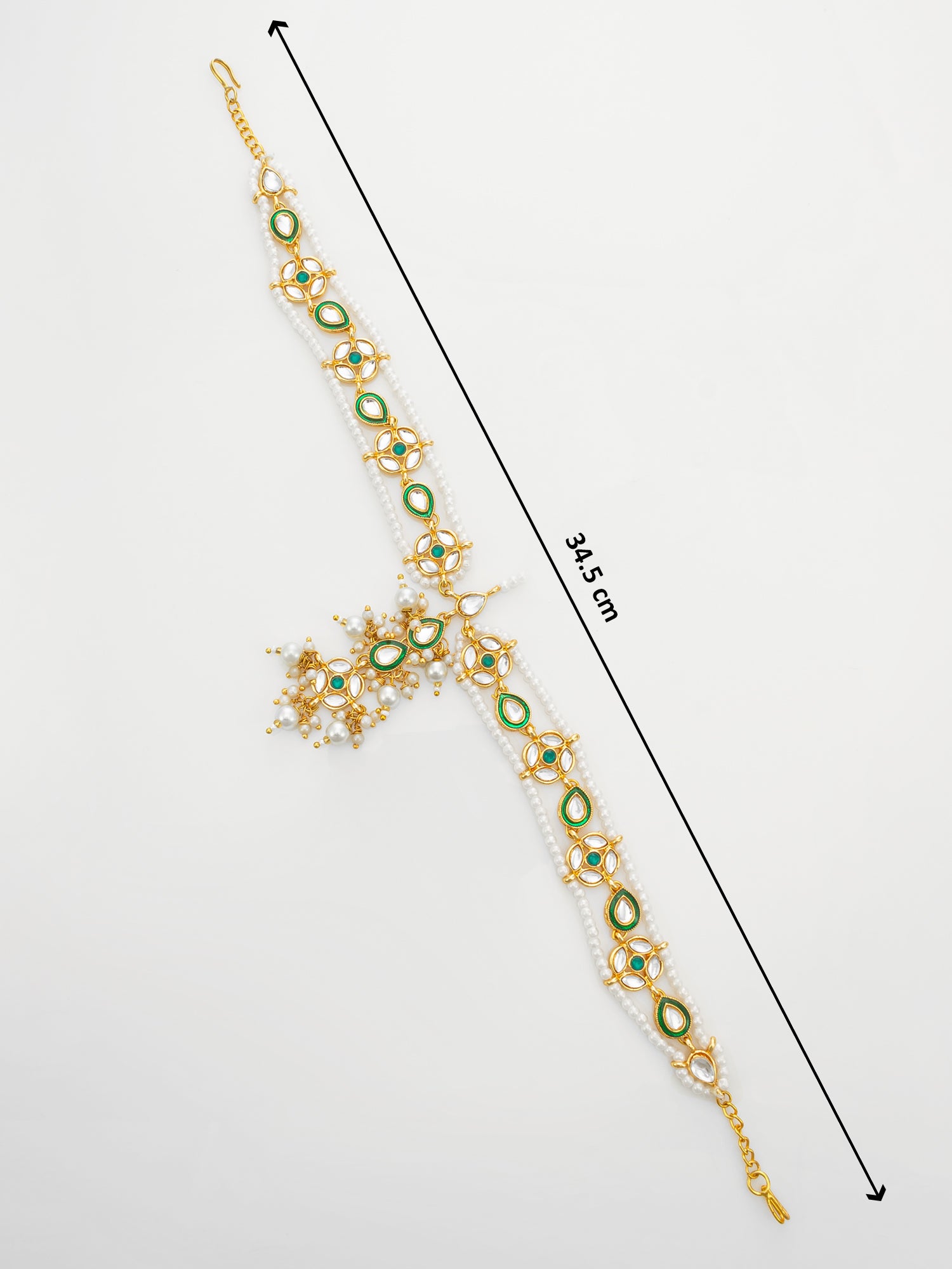 Aadita Traditional Green Kundan Matha Patti With Maang Tikka for Women