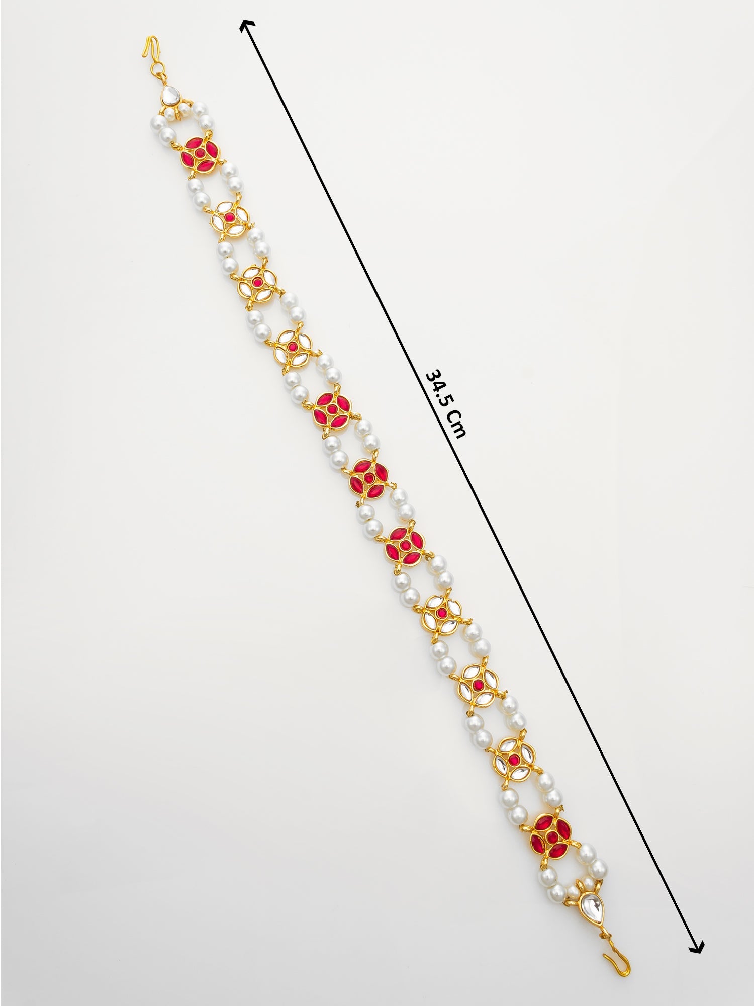 Aadita Traditional Kundan Red Enamel Matha Patti with Pearls – Bridal Headpiece WMGT6286