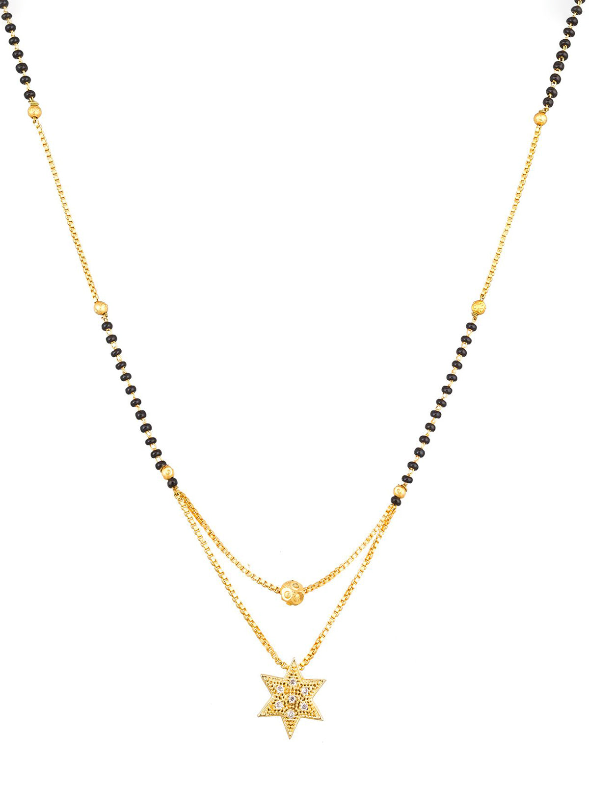 Aadita Gold-Tone AD Star Pendant Mangalsutra For Daily Wear