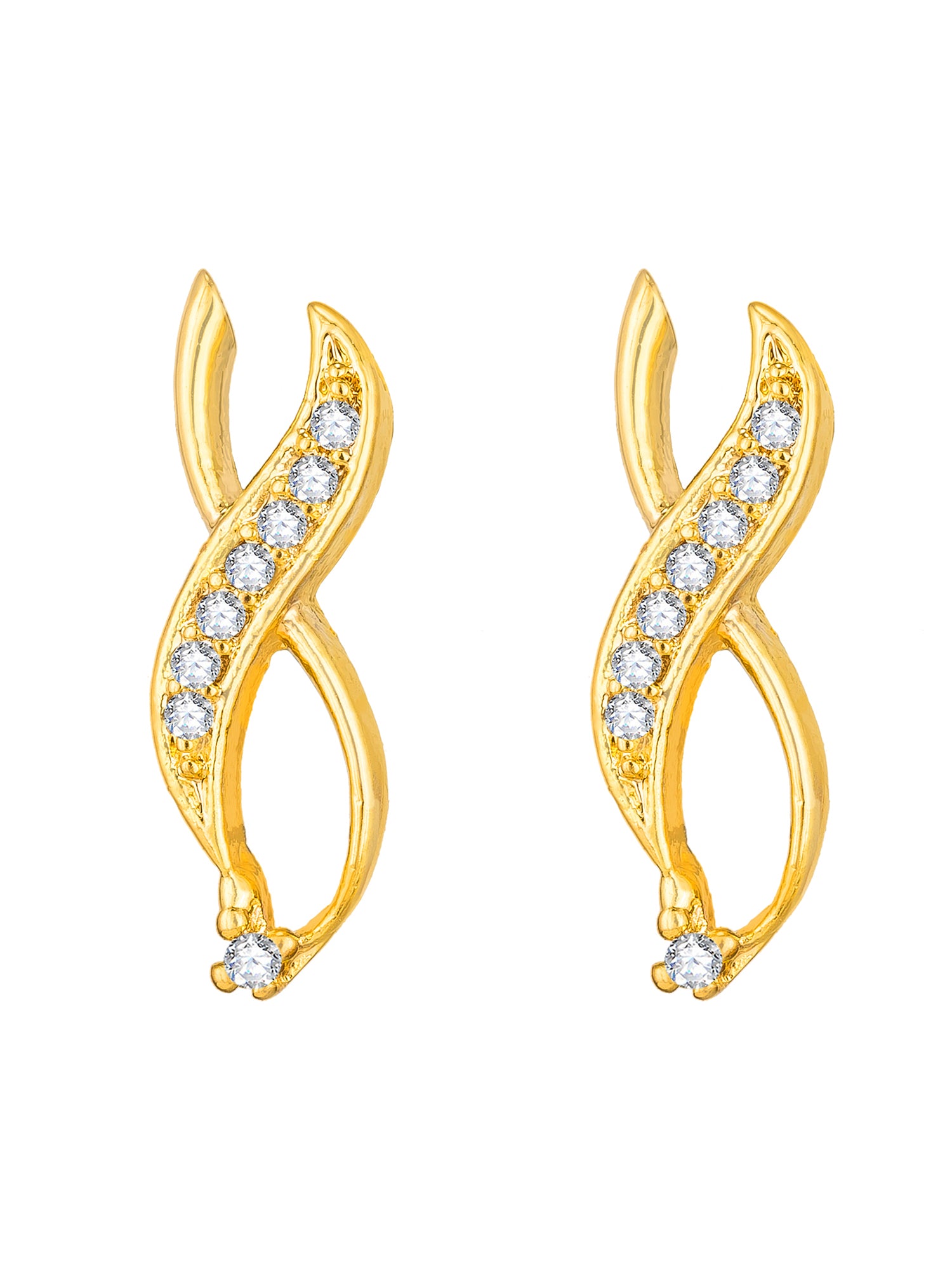 Aadita Office Wear Gold-Toned Twisted Ribbon Mangalsutra Set with Black Beads Chain and Matching Earrings
