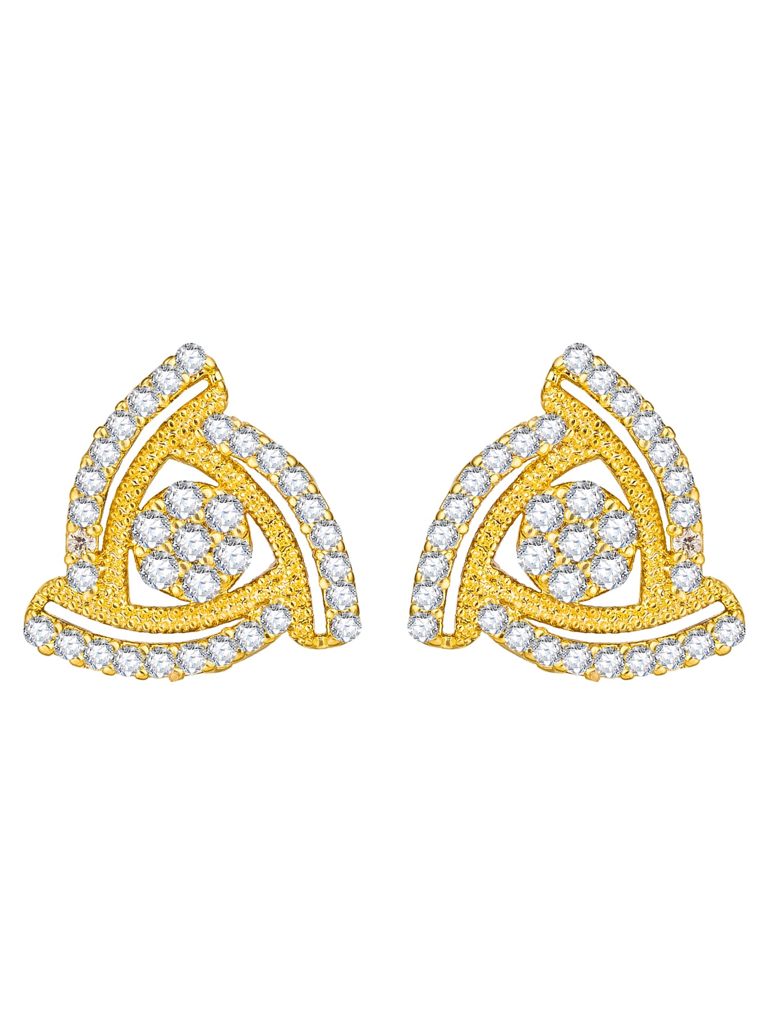 Aadita Office Wear Gold-Toned Triangular Pave Mangalsutra Set with Long Black Beads Chain and Matching Earrings