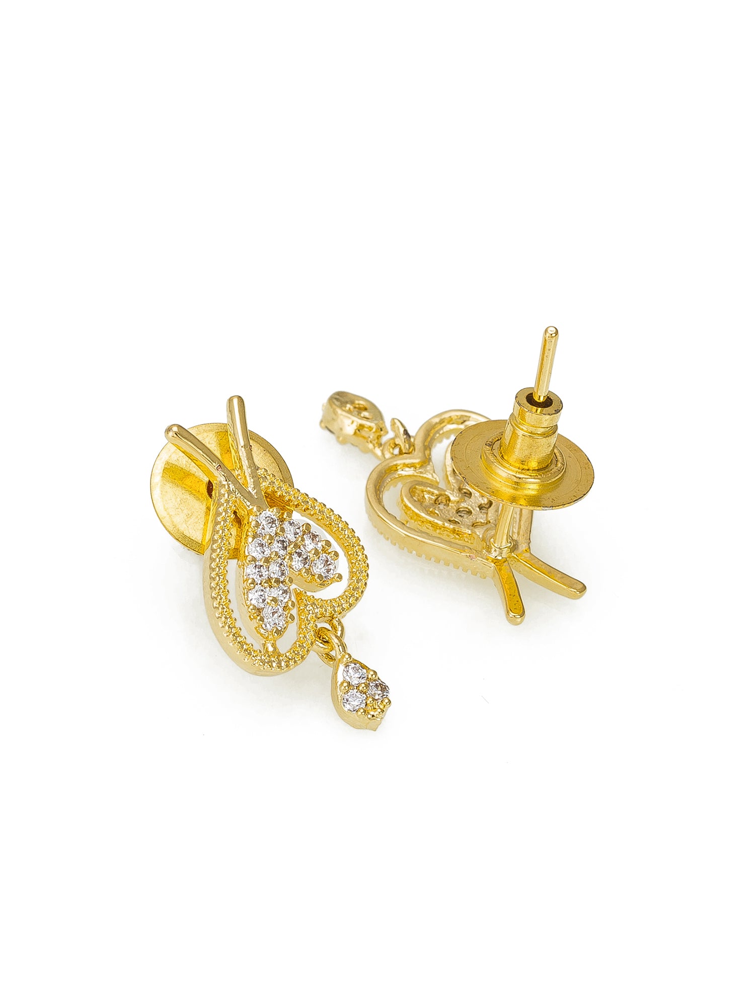 Aadita Gold-Toned Double Heart Mangalsutra Set with Long Black Beads Chain and Matching Earrings For Festive