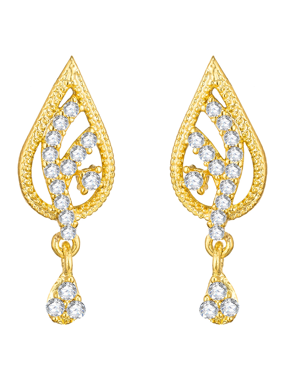 Aadita Office Wear Gold-Toned AD Stone Mangalsutra Set with Leaf Pendant and Matching Earrings