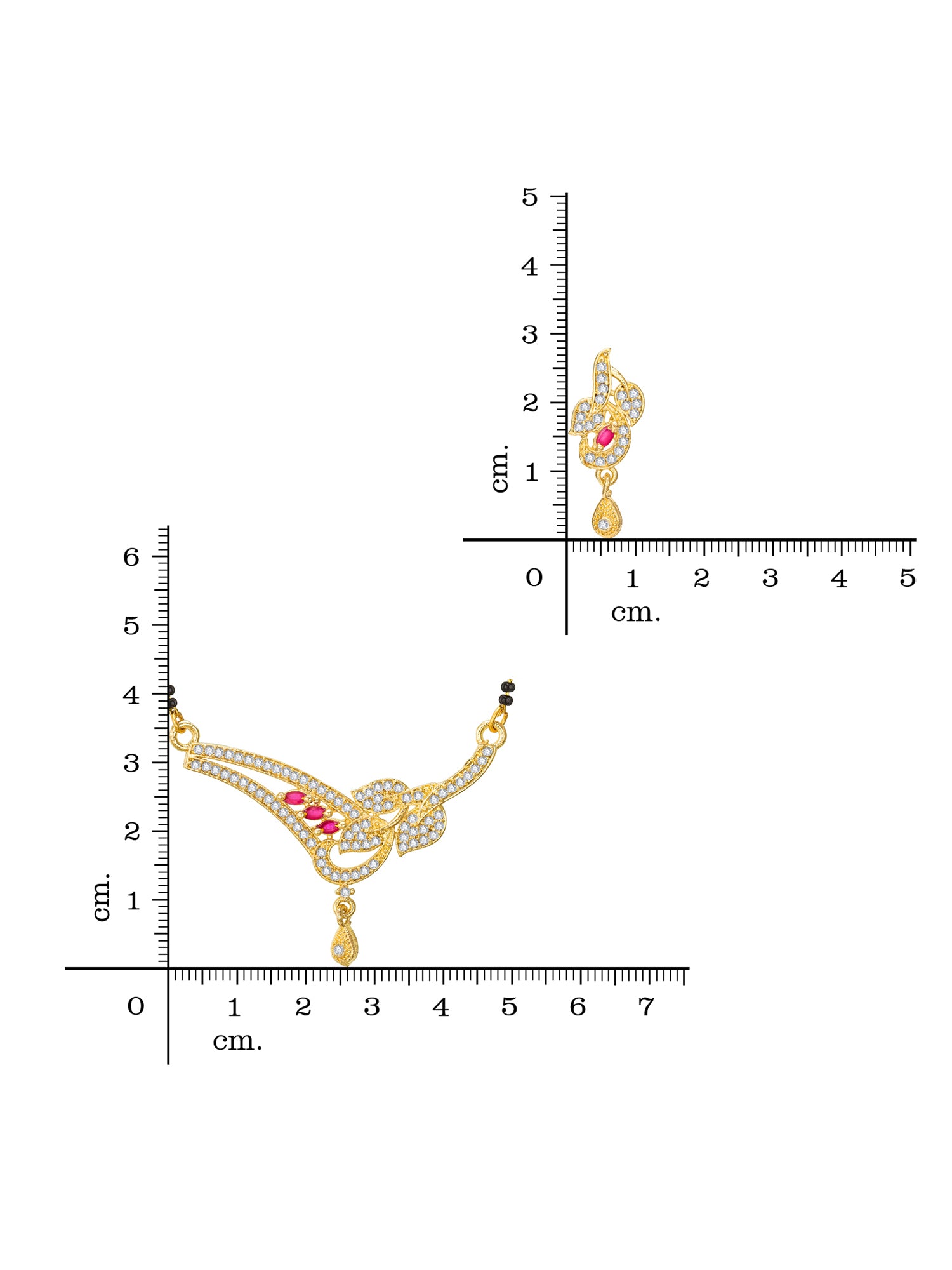 Aadita Floral Leaf Ruby Accented Mangalsutra Set