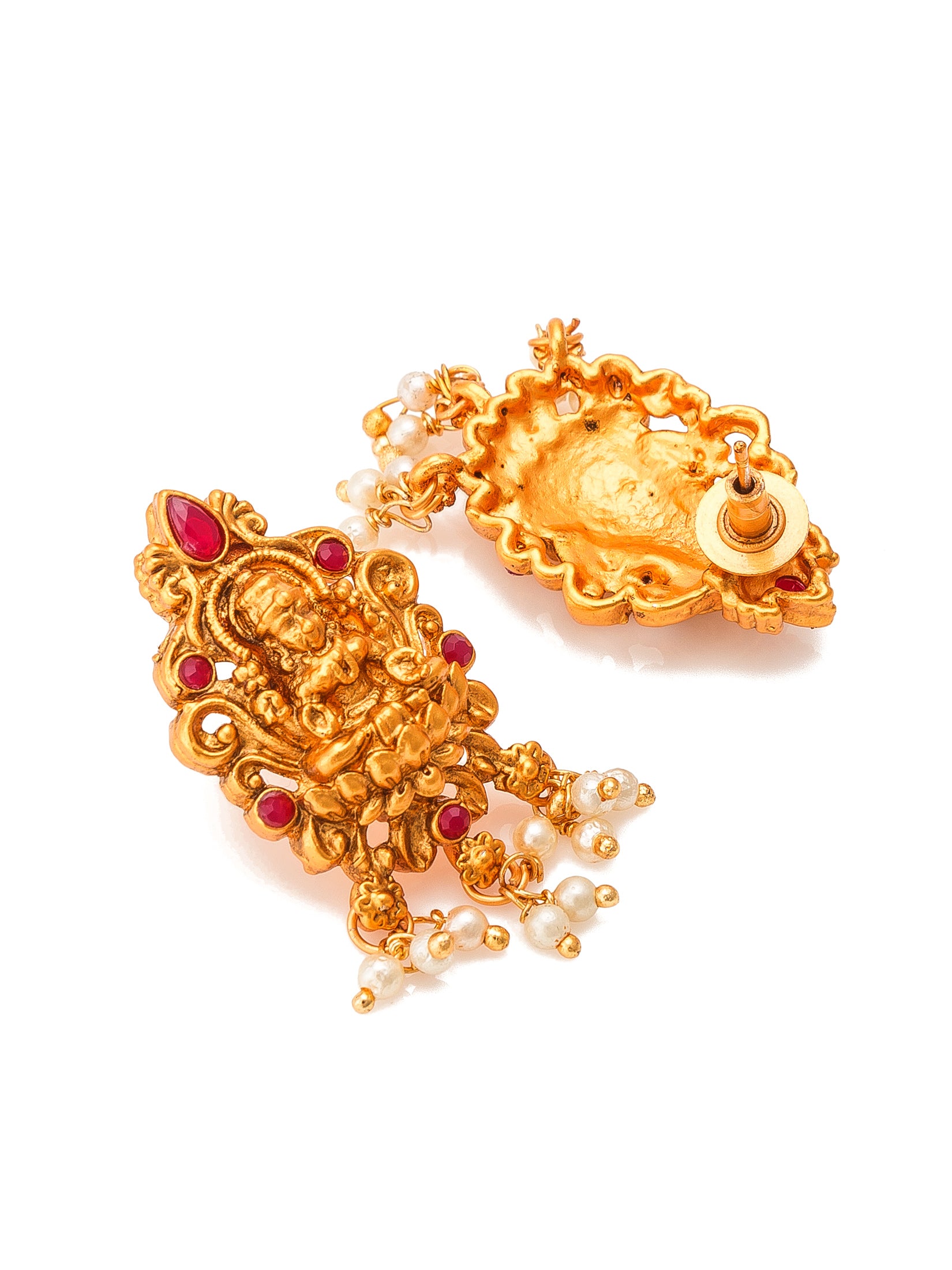 Aadita Antique Gold Lakshmi Temple Choker Necklace Set with Matching Stud Earrings