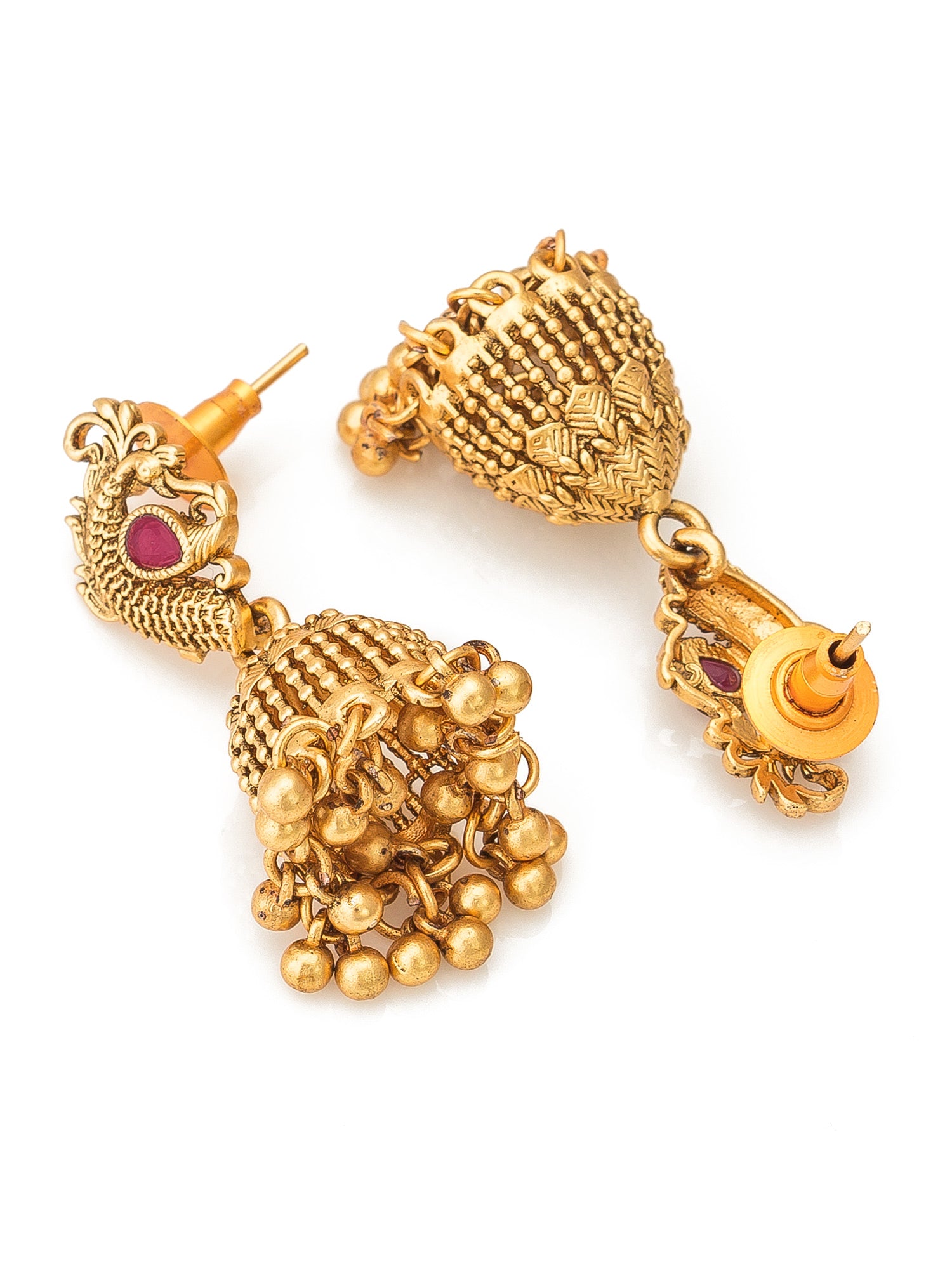 Aadita Antique Gold Lakshmi Temple Choker Necklace Set with Jhumka Earrings