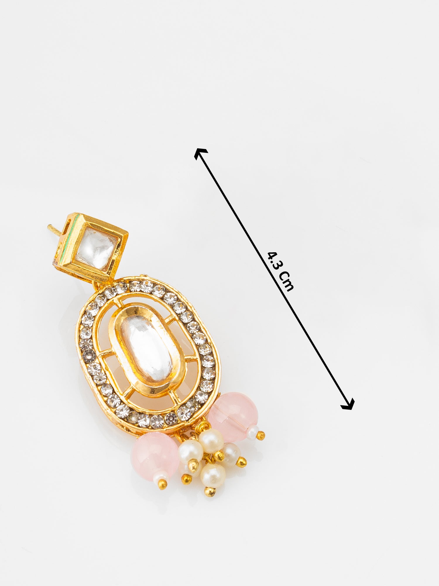 Rose Pink Multi-Strand Beaded Choker Necklace Set with Kundan Accents and Matching Earrings