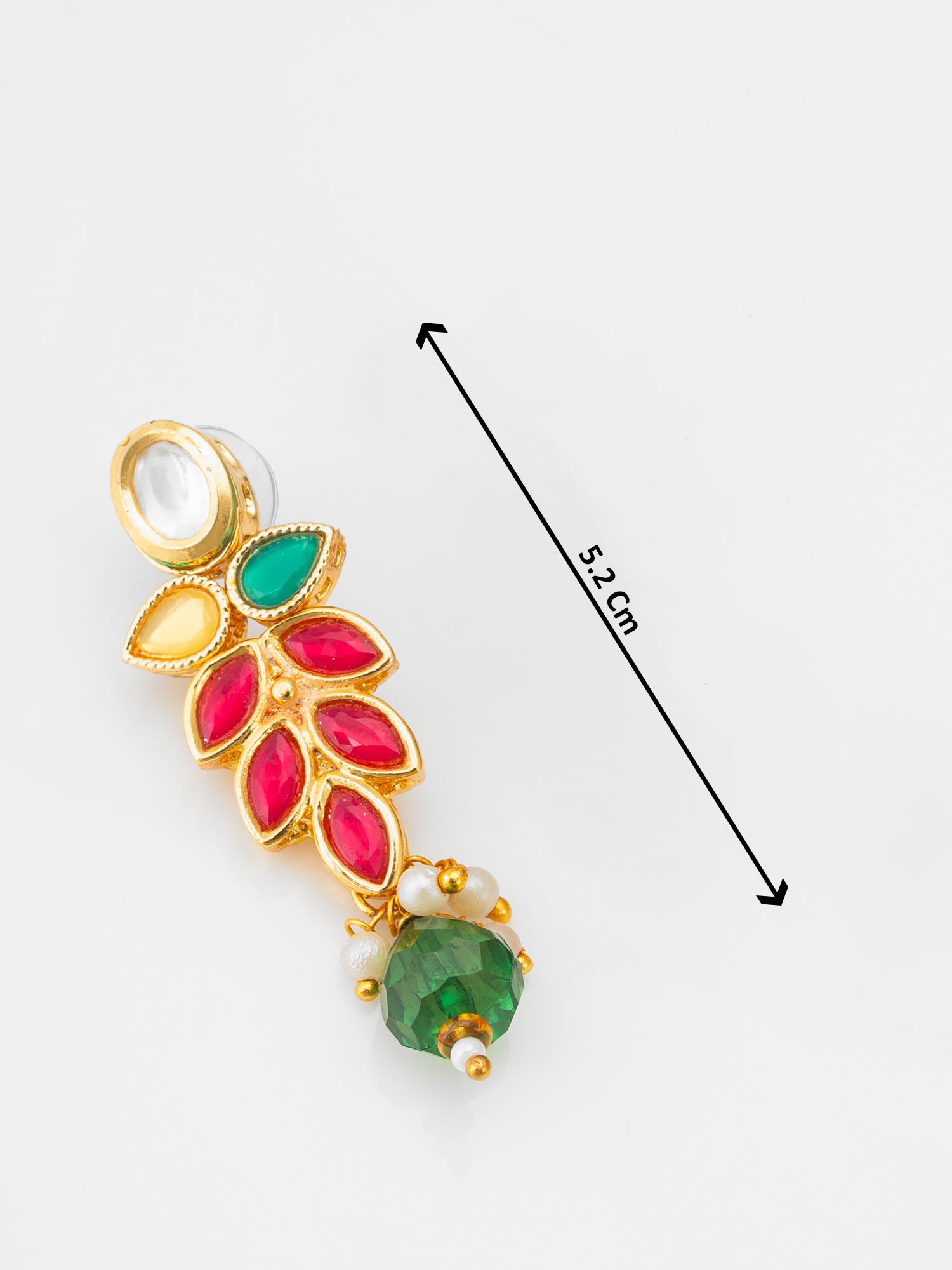 Aadita Leaf Pattern Kundan Necklace Set with Green Bead Drops