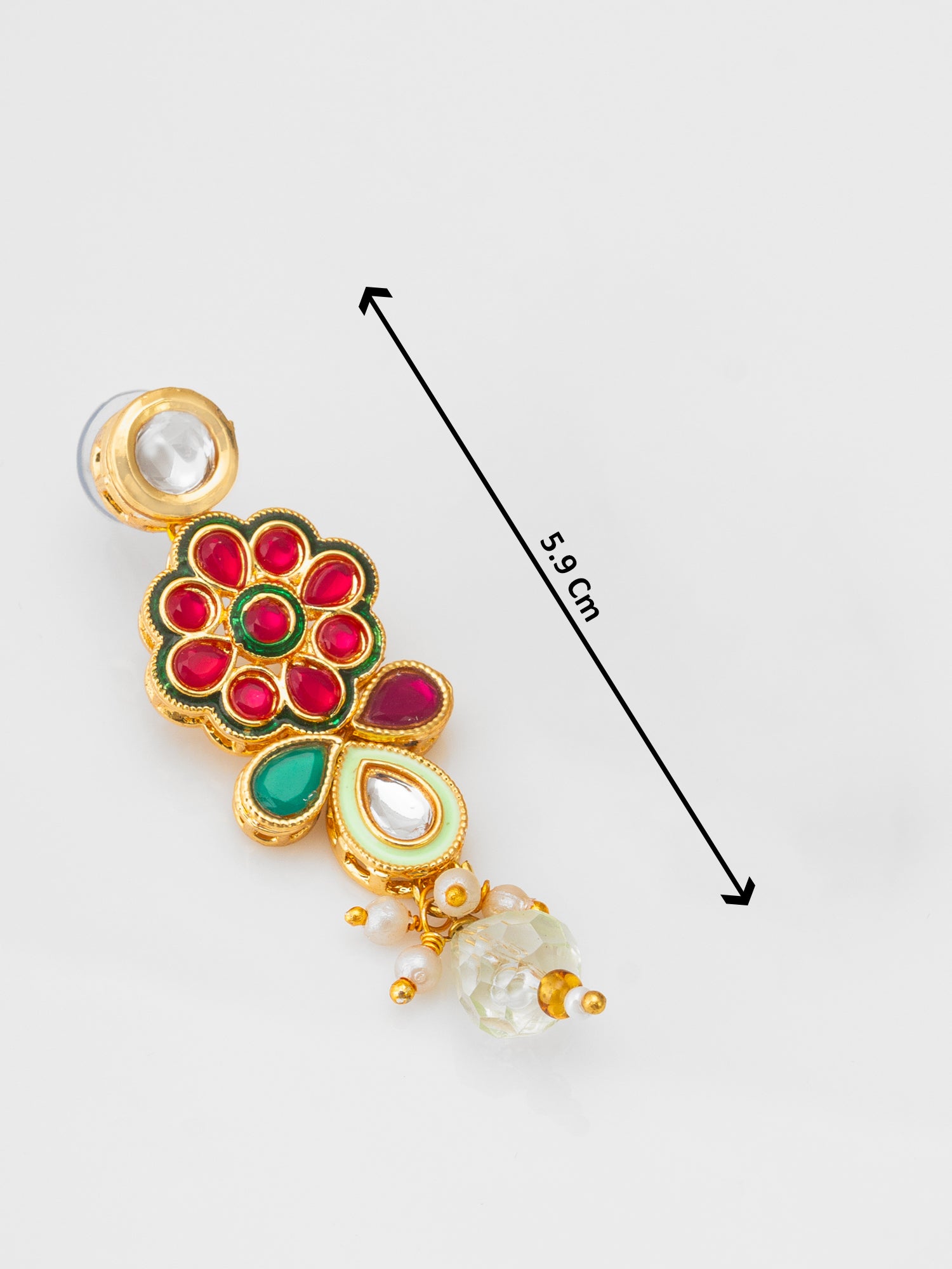 Aadita Traditional Floral Kundan Pink and Green Necklace Set