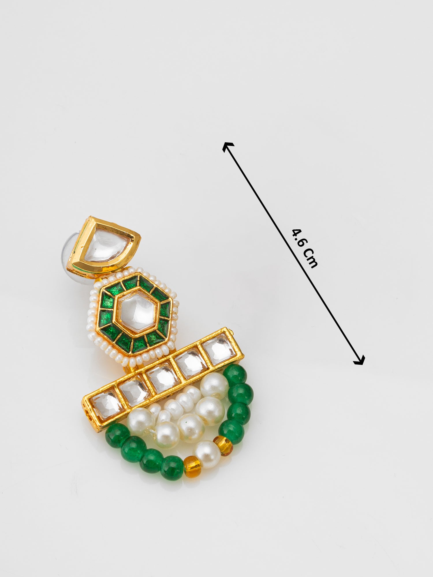 Aadita Premium Kundan Pearl Green Bead Necklace Set