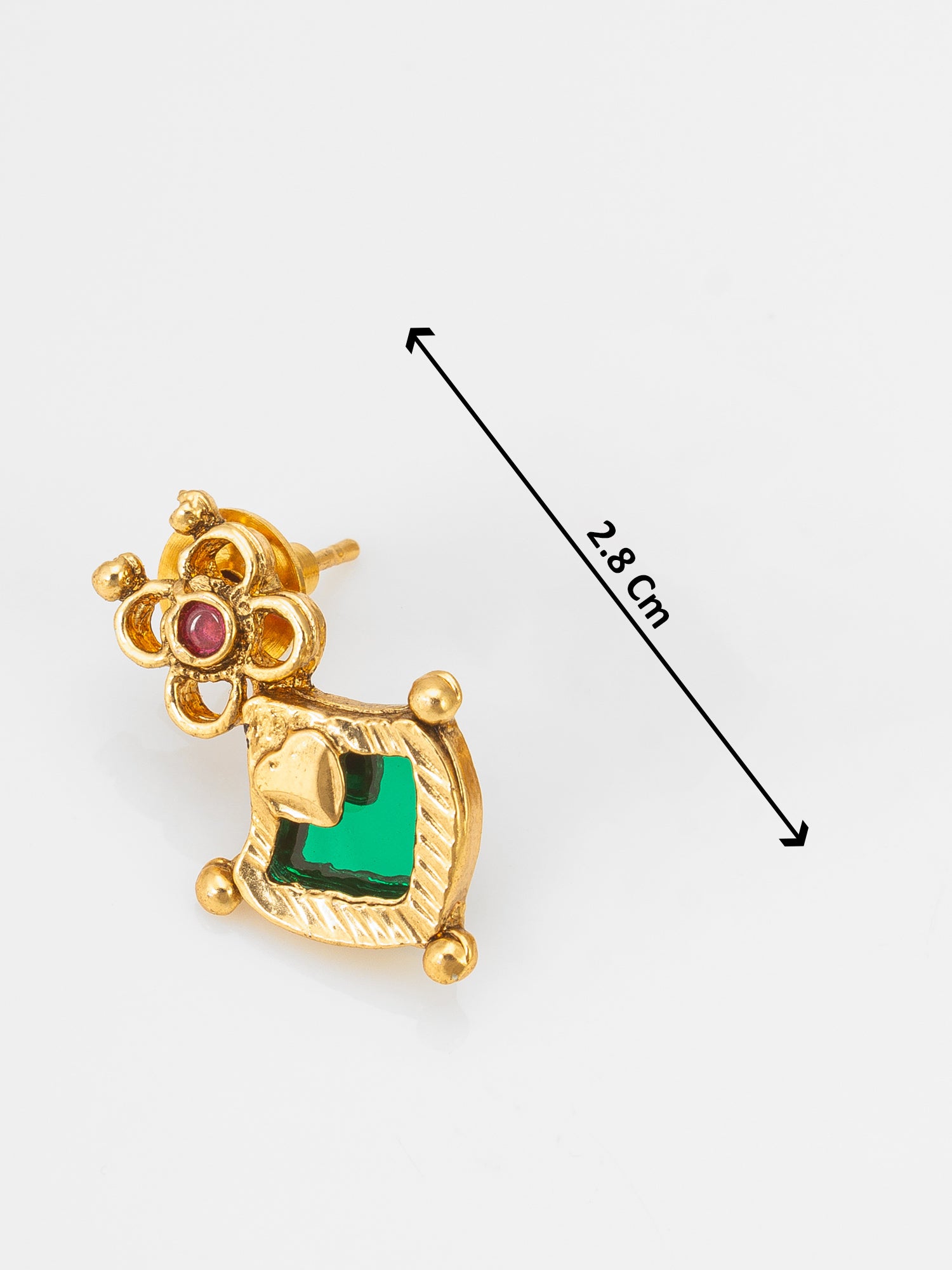 Aadita Gold-Tone Green Stone Floral Necklace Set with Stud Earrings