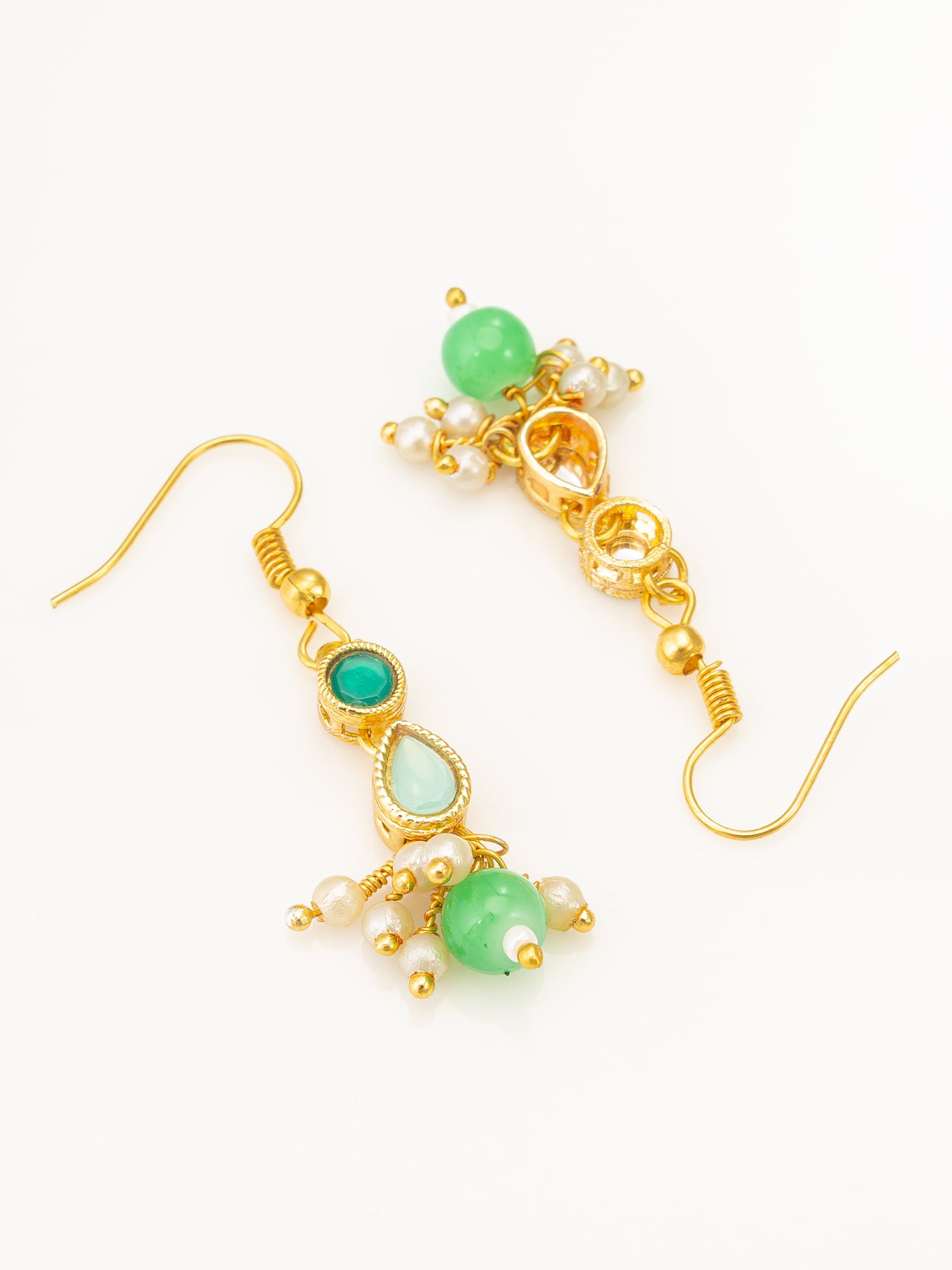 Aadita Green Beaded Kundan Necklace Set with Earrings for Women