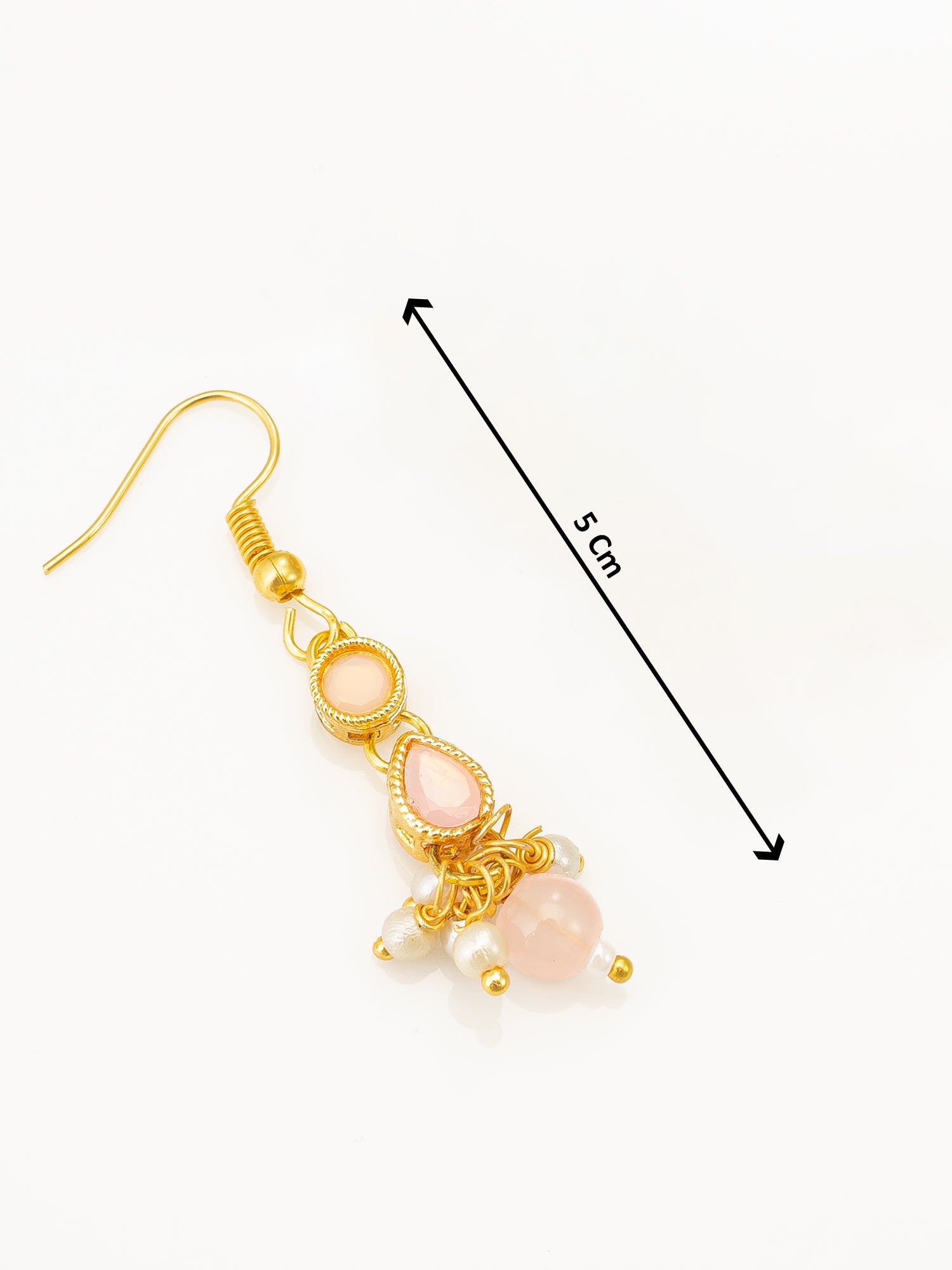 Aadita Gold Plated Peach Stone Choker Necklace Set with Earrings