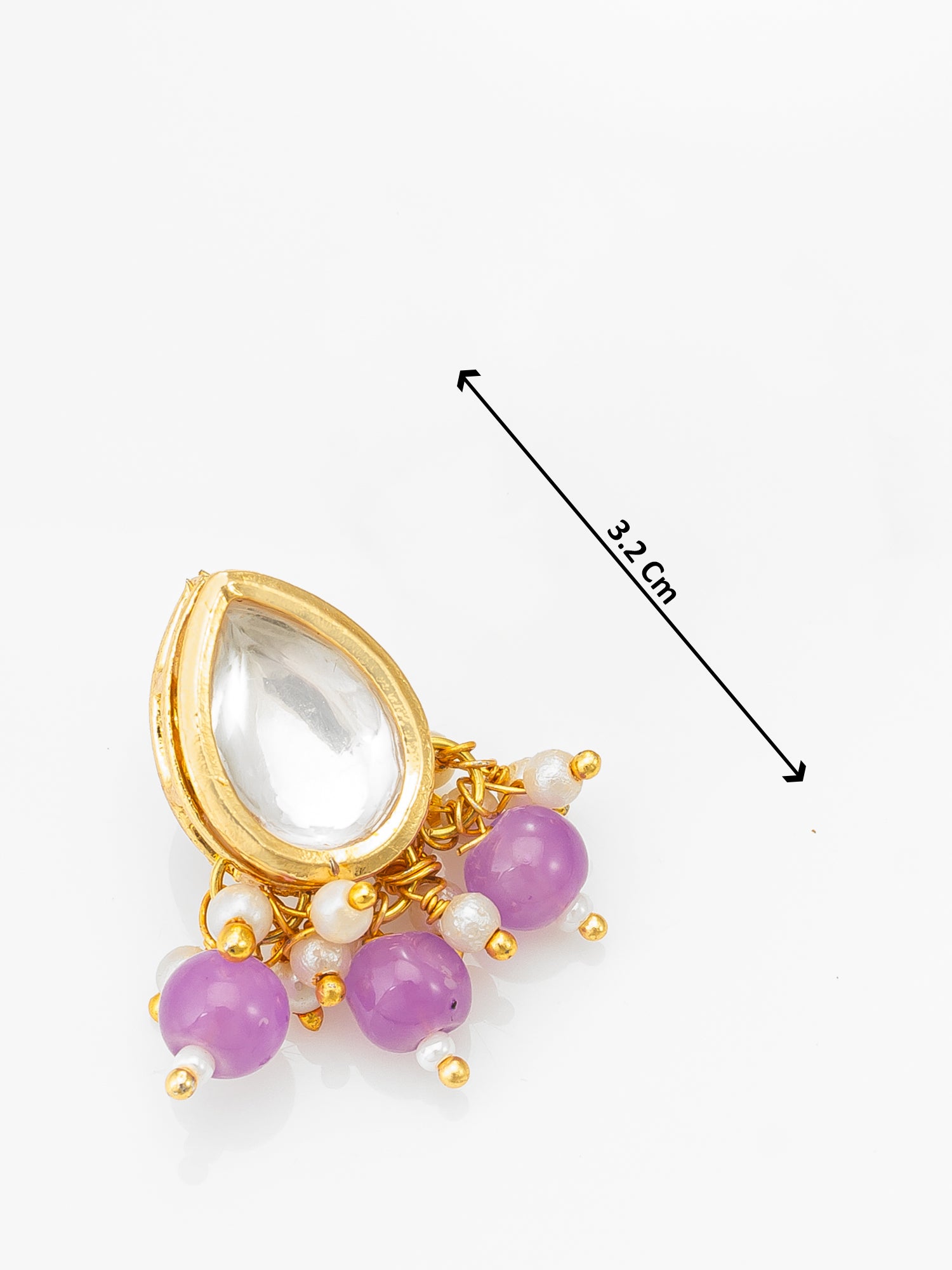 Aadita Gold-Plated Lavender Beads Kundan Choker Necklace Set