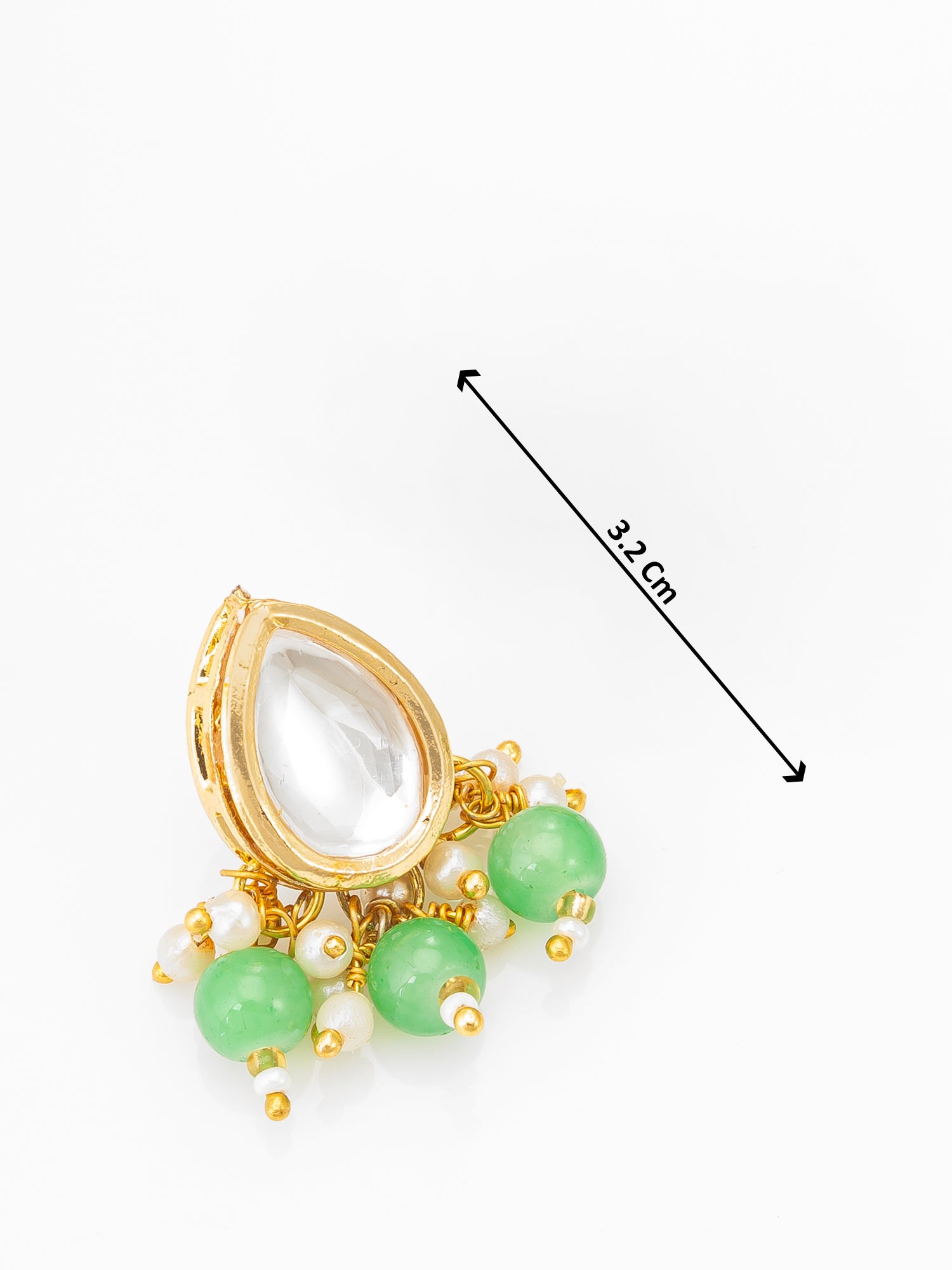 Aadita Gold-Plated Kundan Necklace Set with Green Beads and Stud Earrings