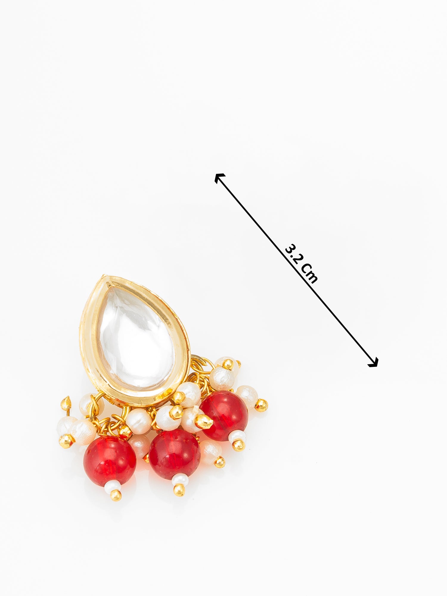 Aadita Red Beaded Kundan Necklace Set with Stud Earrings for Women