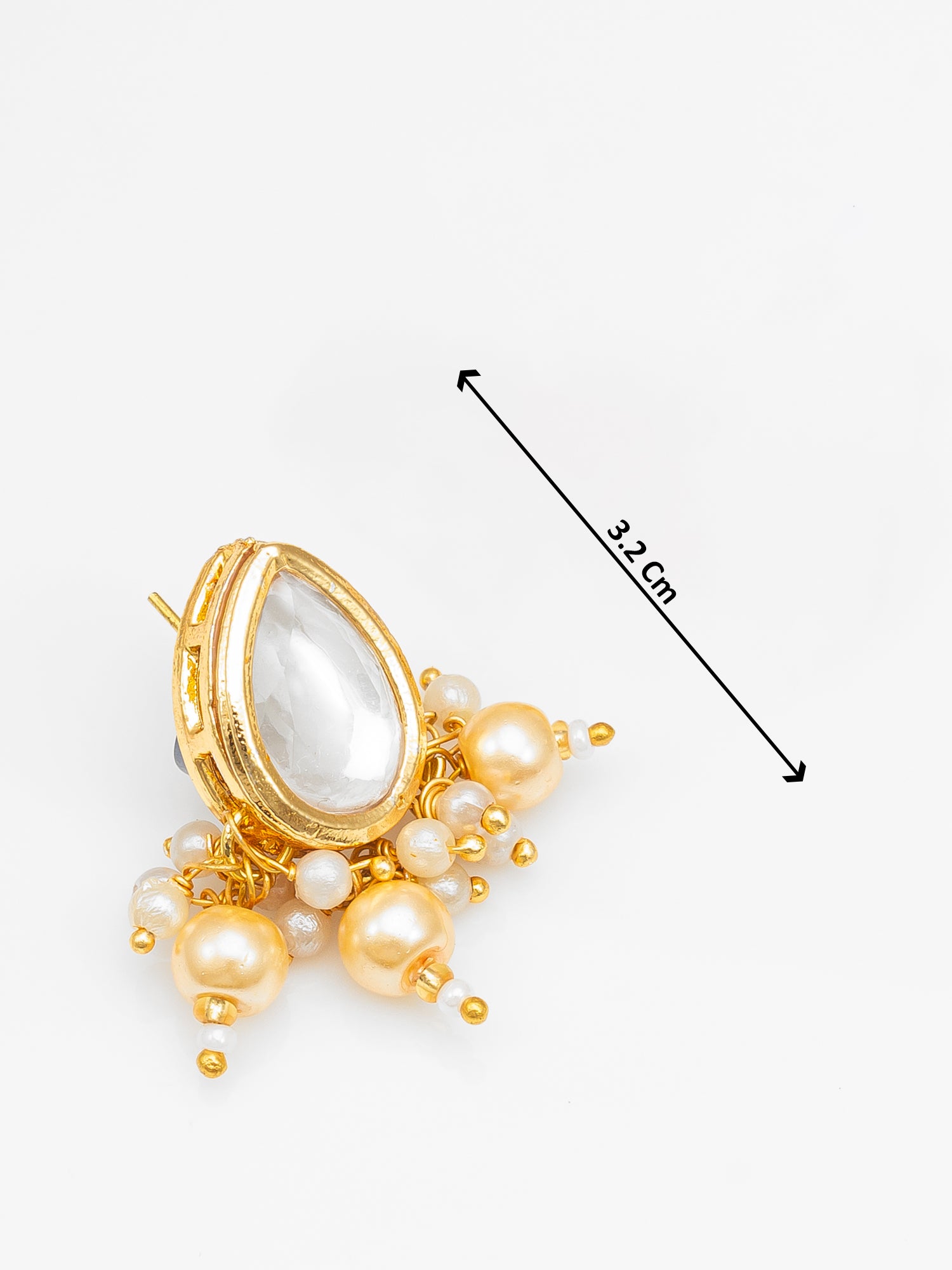 Aadita Gold Plated White Beads Kundan Bridal Necklace Set