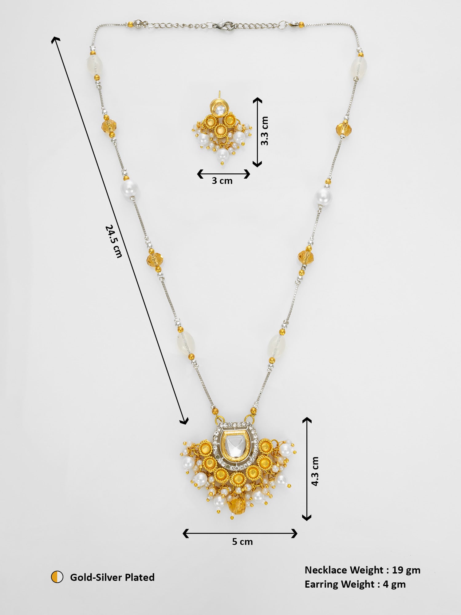 Aadita Gold-Silver Plated Pearl Beaded Designer Necklace Set