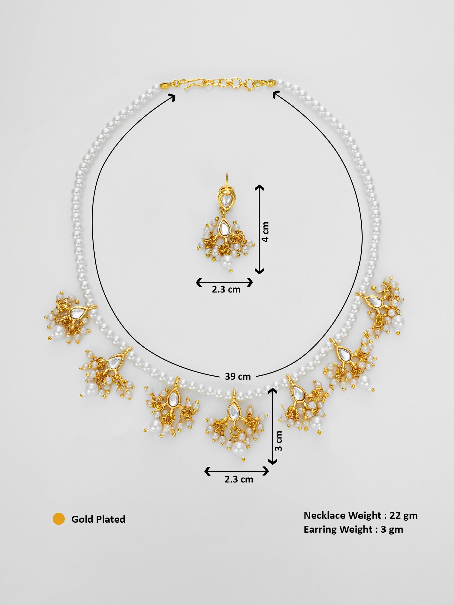 Aadita Gold Plated Pearl Beads & Kundan Choker Necklace Set for Women & Girls