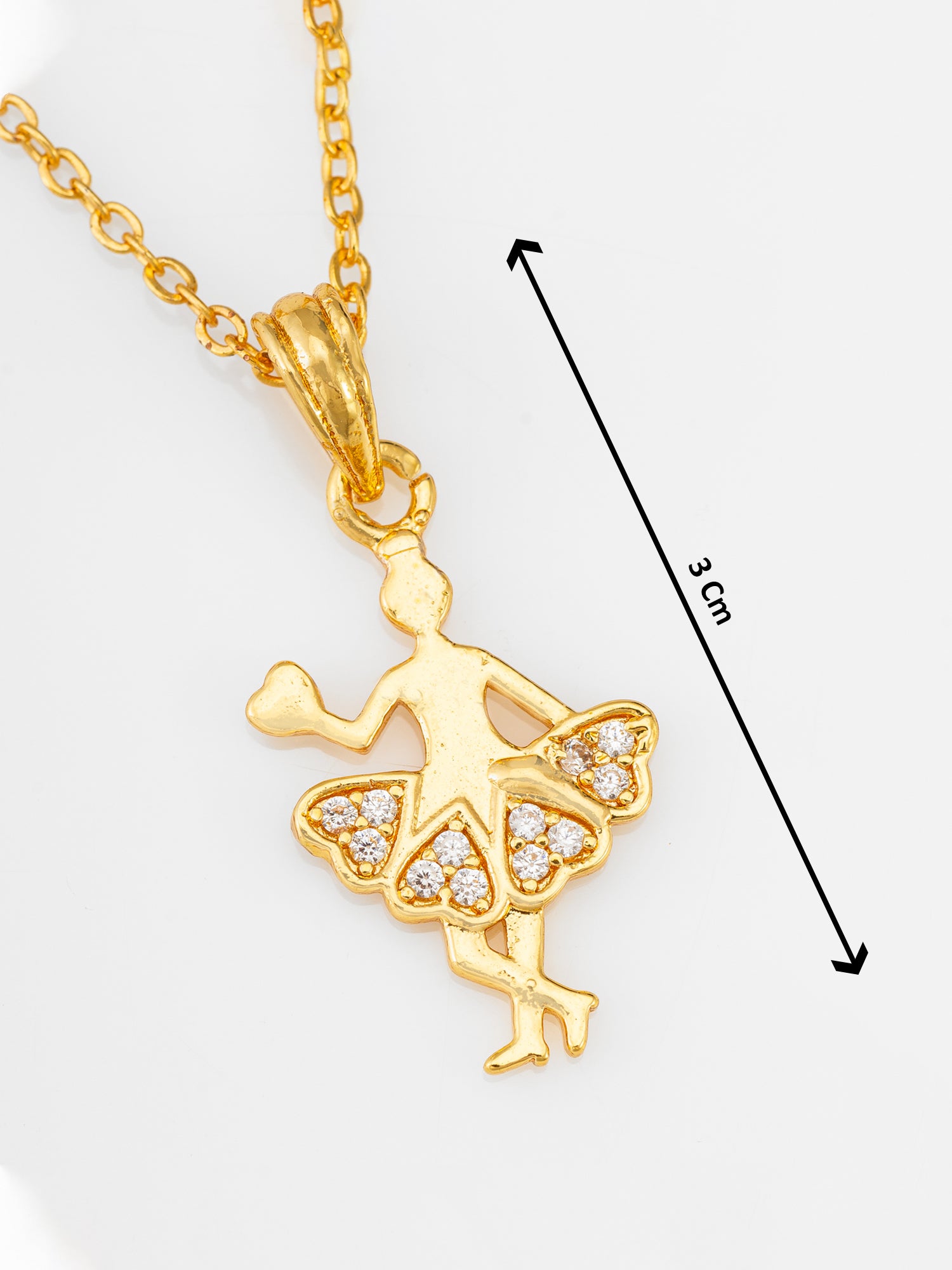 Aadita Gold Plated Dancing Ballerina Girl Heart Pendant Necklace