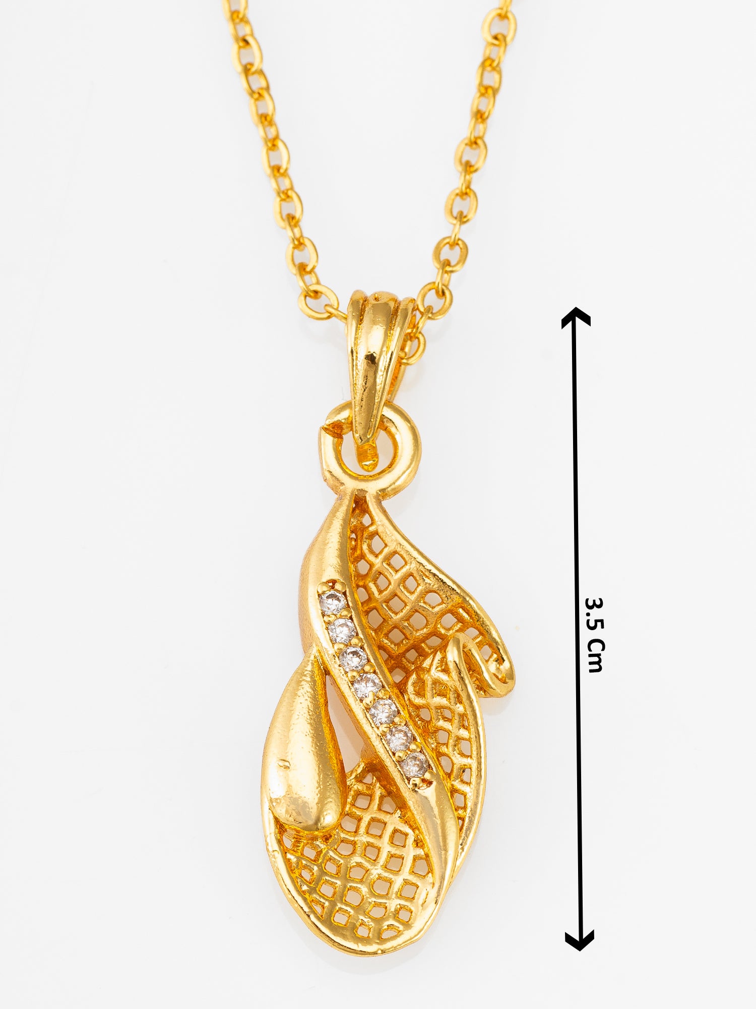 Aadita Gold Plated Abstract Flame Lattice Pendant Necklace