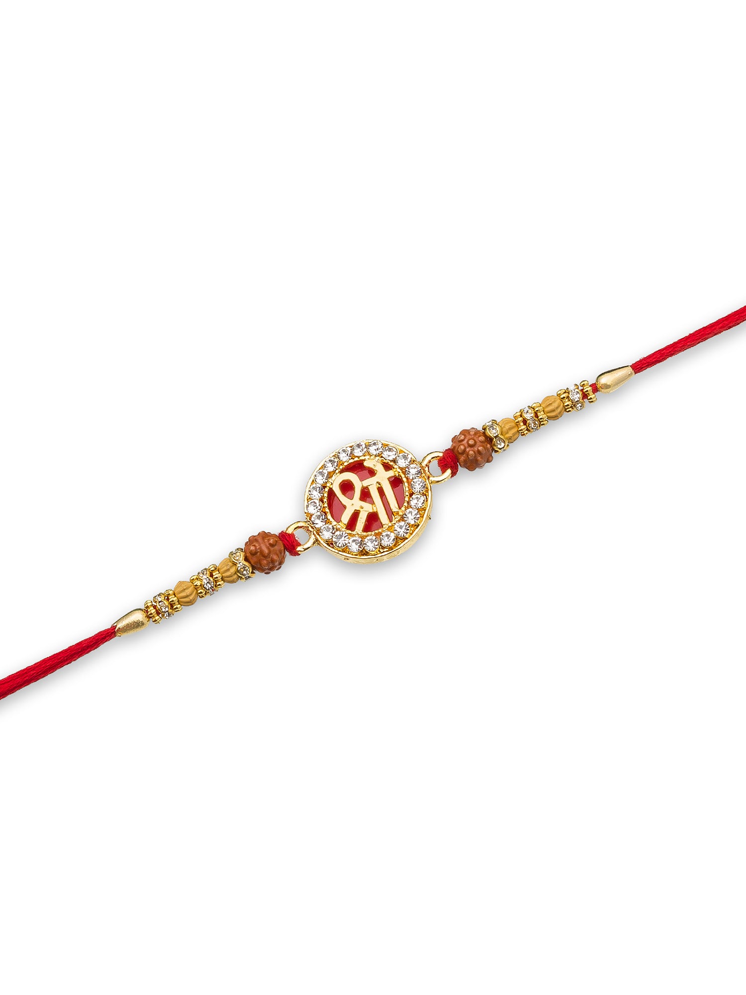 Aadita Om Rakhi with Rudraksh, AD & Red Thread