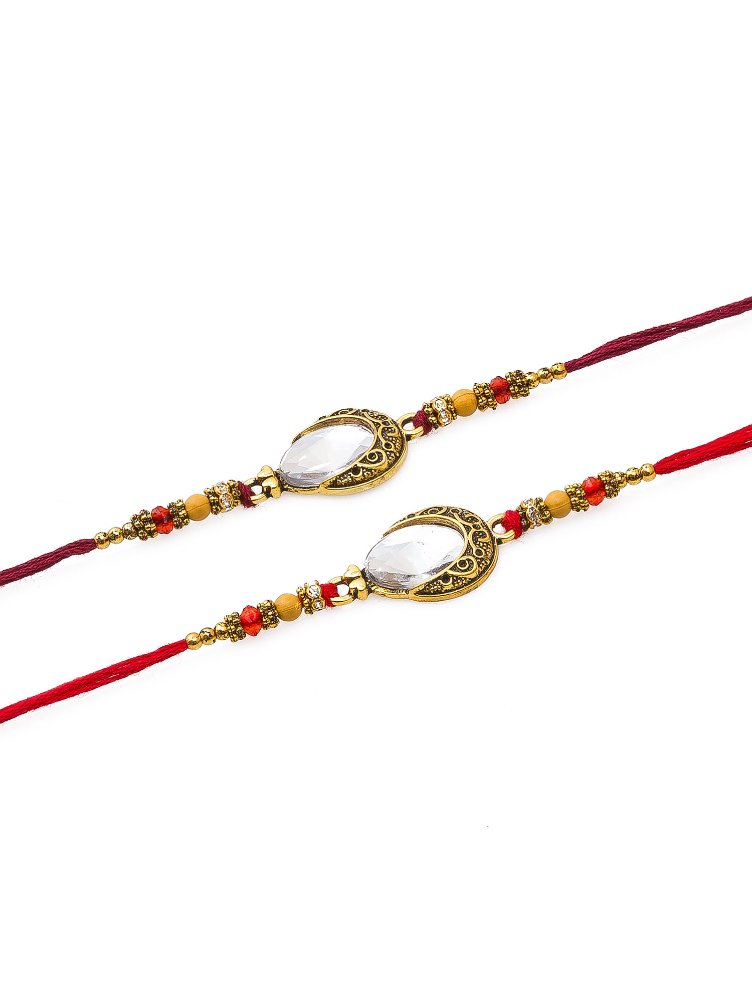 Aadita Elegant Stonework Rakhi Pair for Brothers – Combo Rakhi Set
