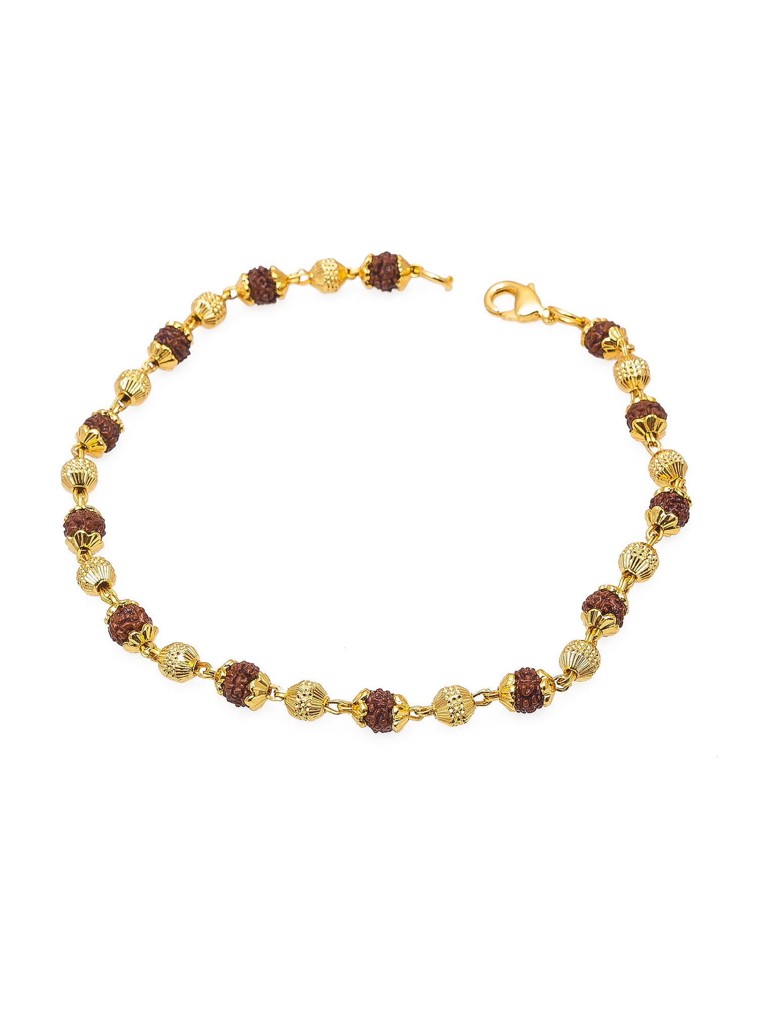 Aadita Gold-Plated Rudraksh Bracelet Rakhi for Men – Elegant Sacred Design