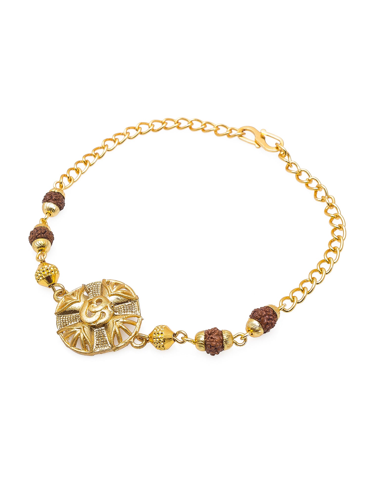 Aadita Om Rudraksh Bracelet Rakhi – Gold Plated Chain Design