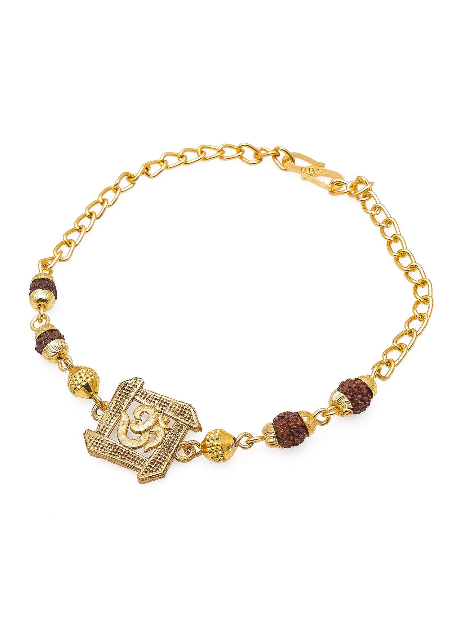 Aadita Om Rudraksh Bracelet Rakhi with Chain Link – Gold Finish